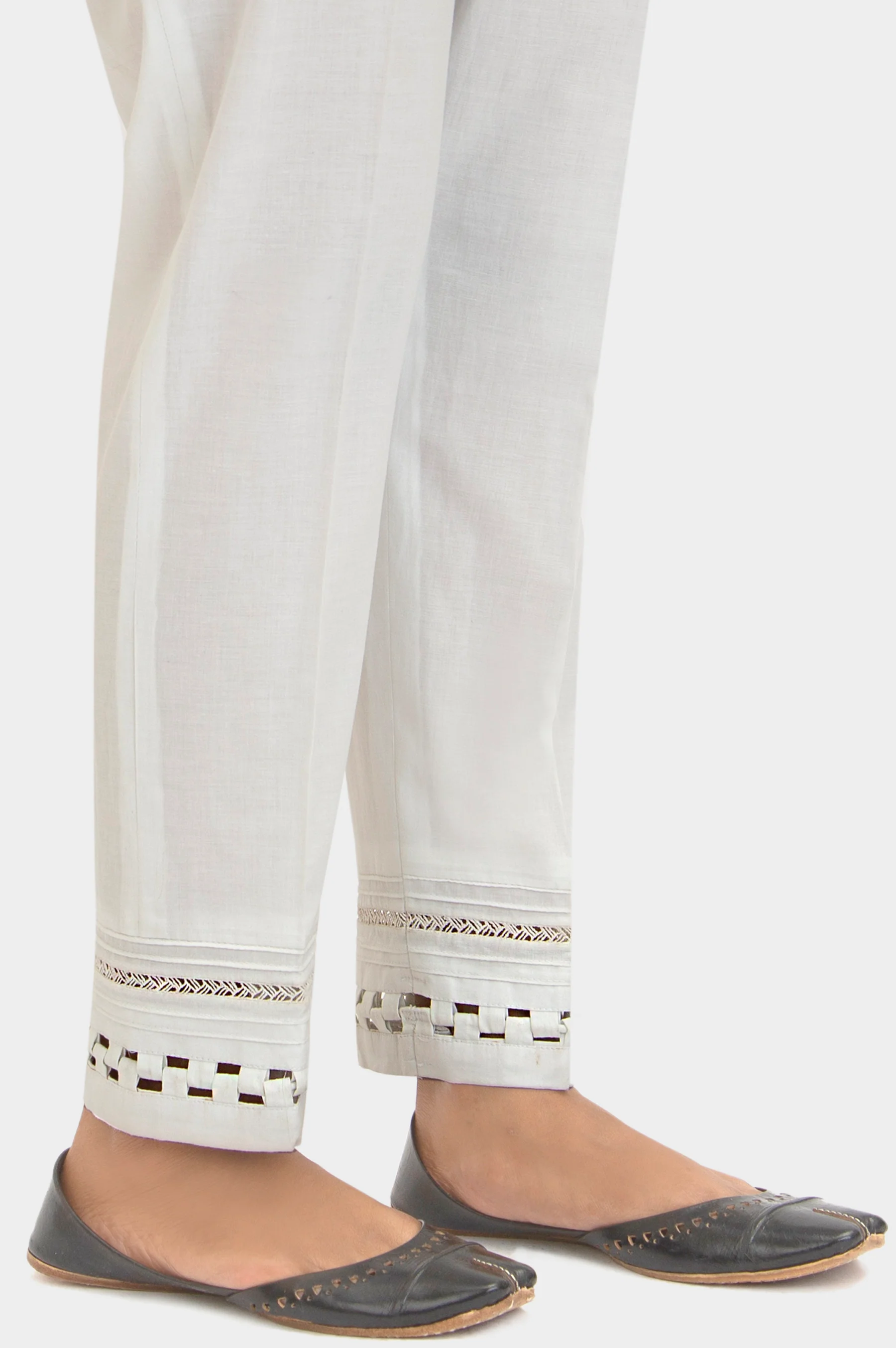 Embellished Cambric Cigeratte Pants - White - Image 2