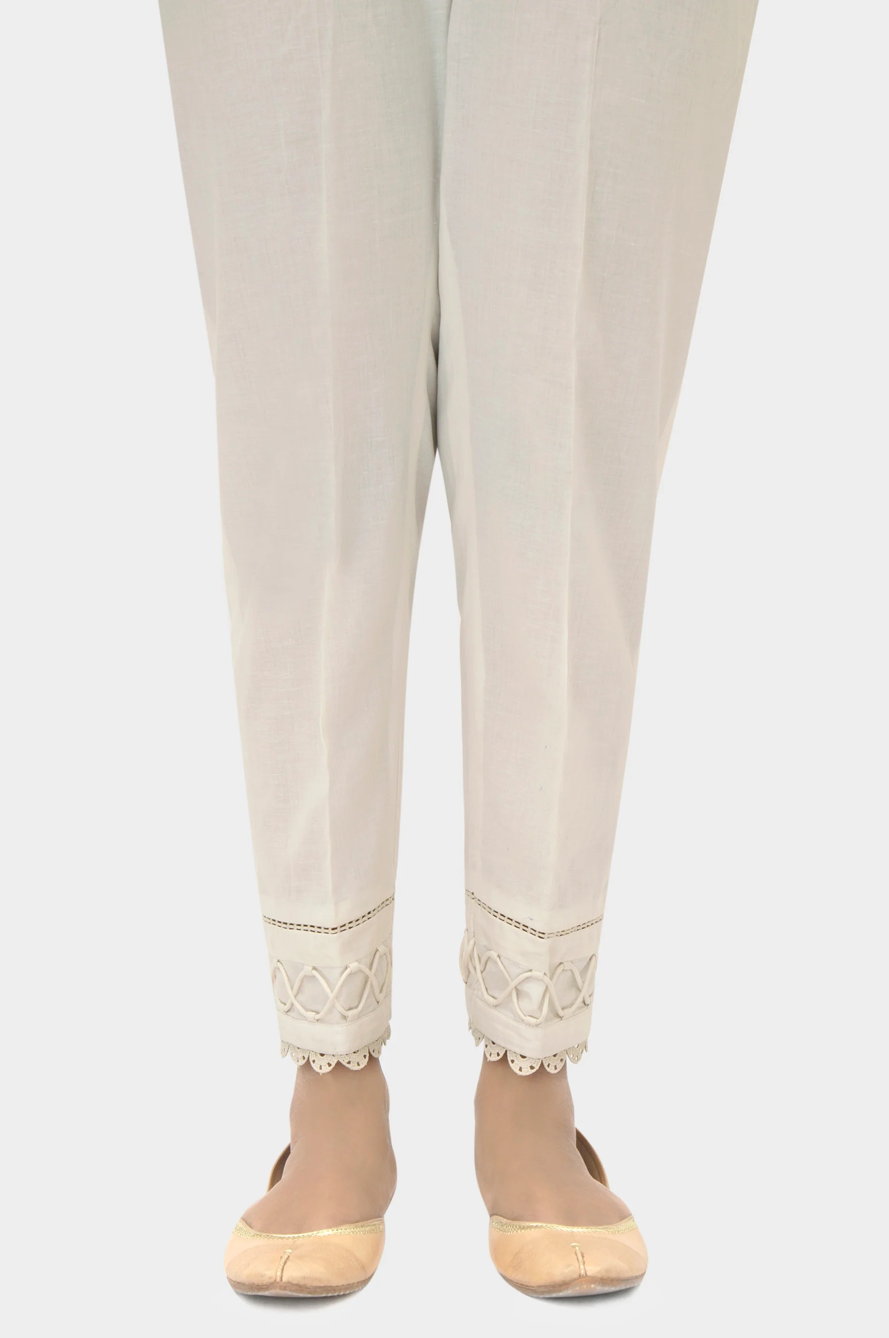 Embellished Cambric Cigeratte Pants - Off-White - Image 3