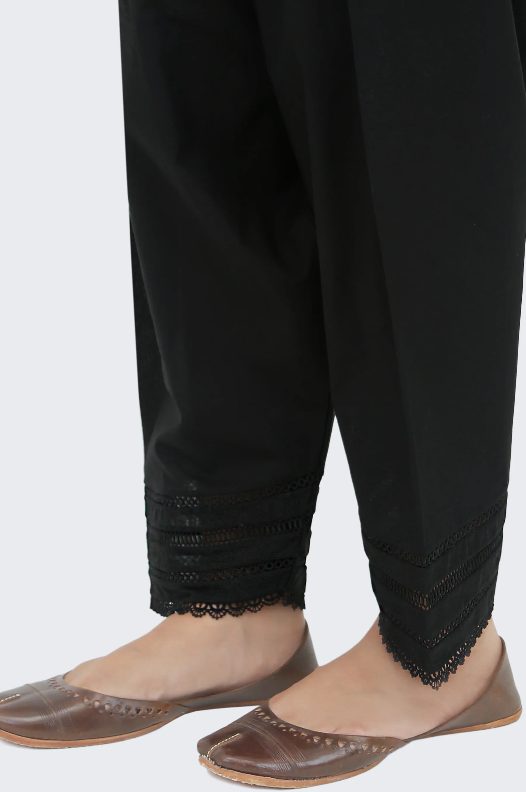 Embellished Cambric Shalwar - Black - Image 3