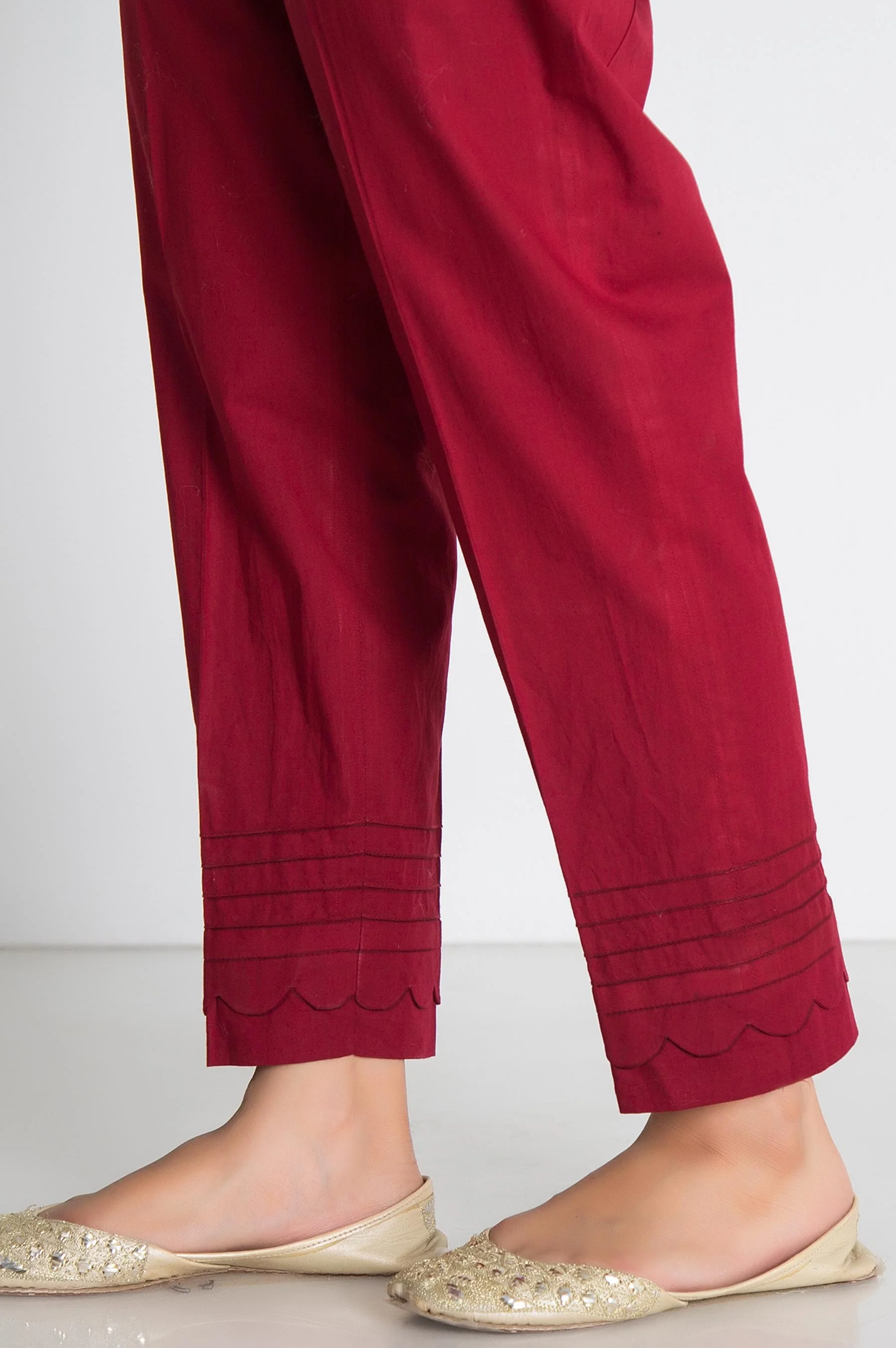 Color Bottom Cigarette Pants - Red - Image 2