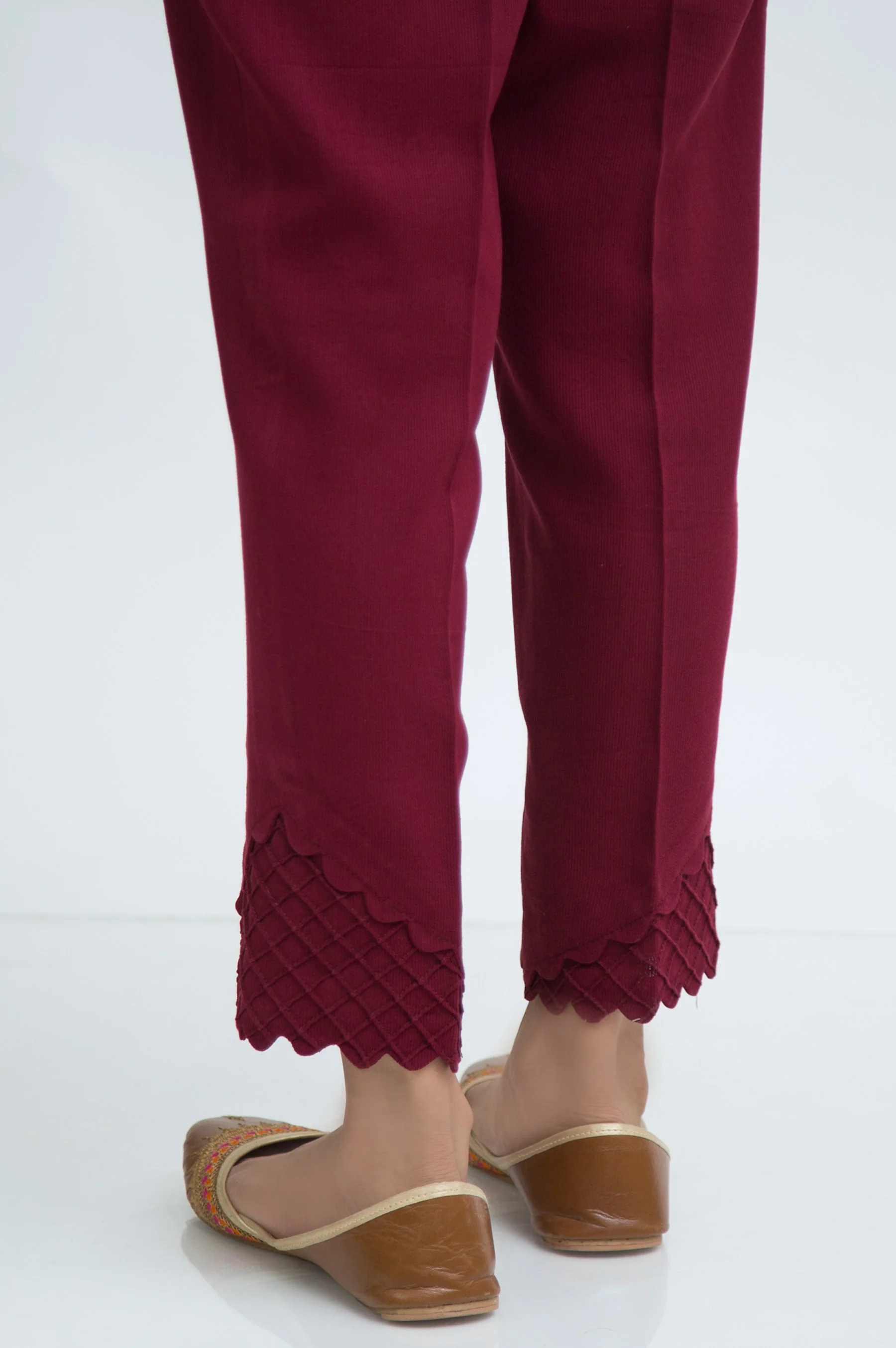 Embellished Cottel Cigarette Pants  - Raspberry Fudge - Image 2