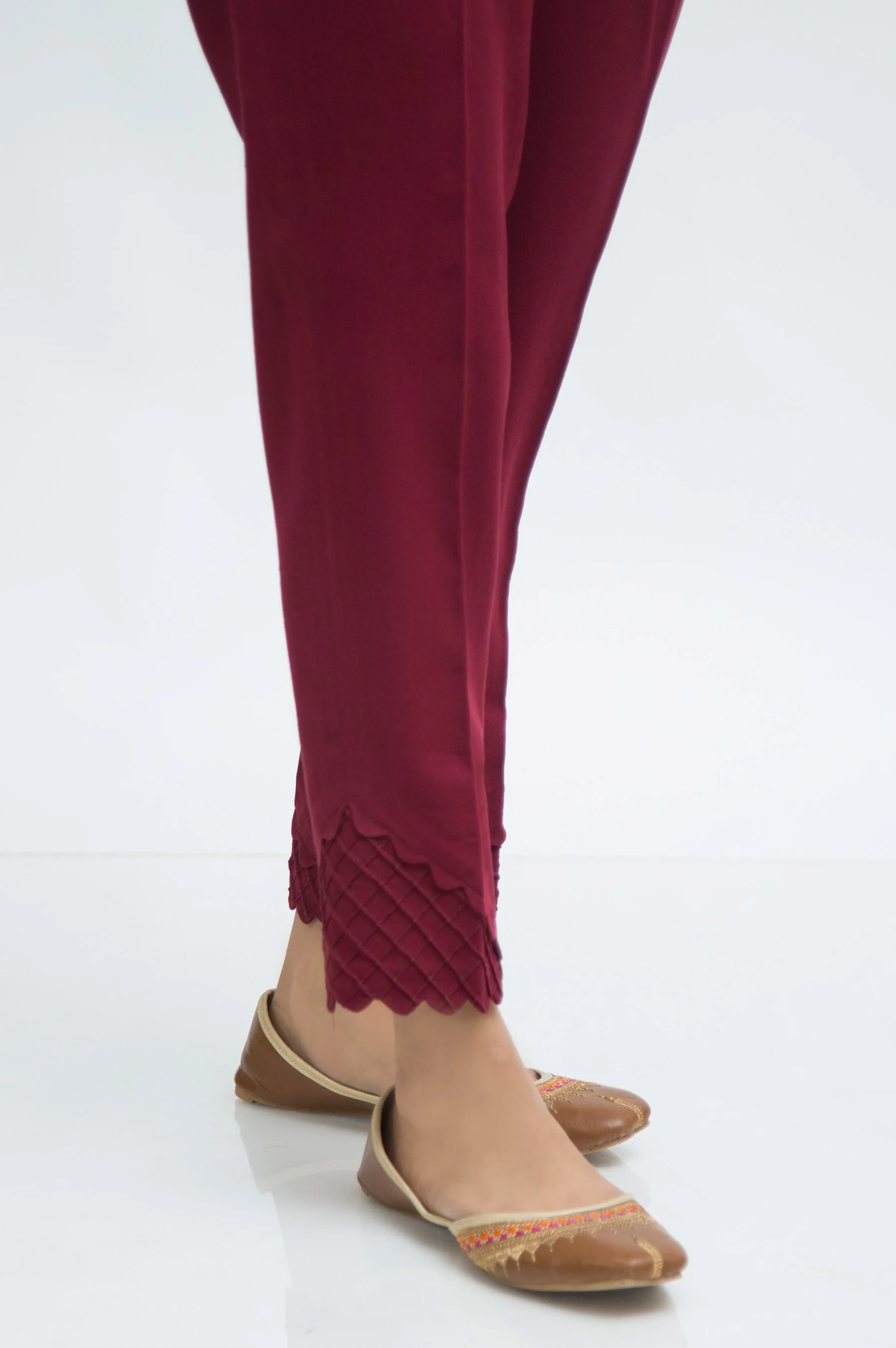 Embellished Cottel Cigarette Pants  - Raspberry Fudge - Image 3