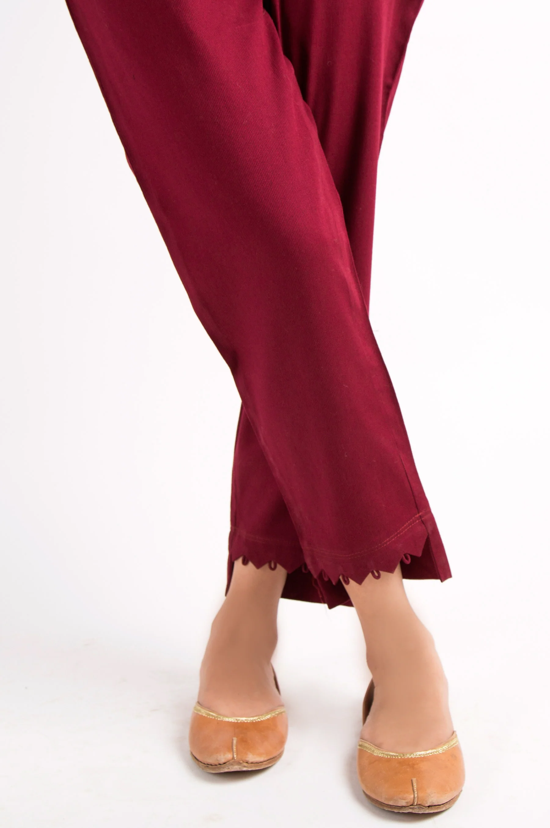 Embellished Cottel Pants - Maroon - Image 3