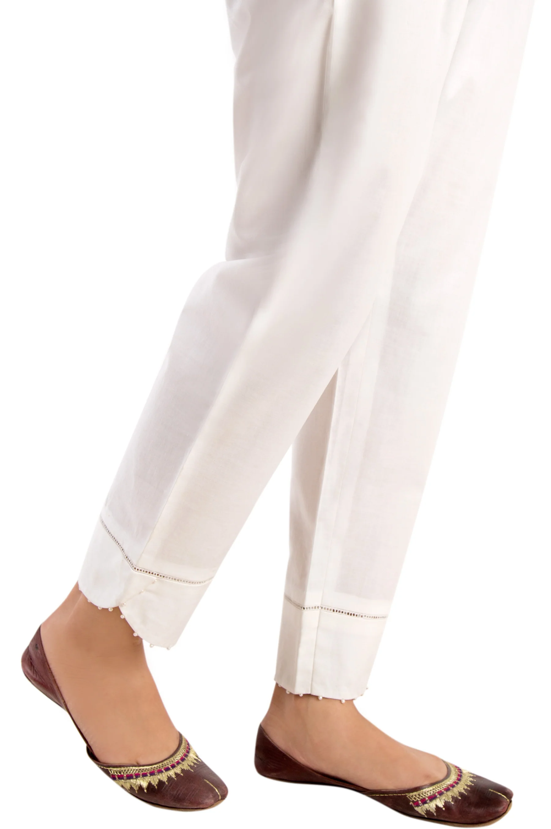 Embellished Cigarette Pants - White - Image 3