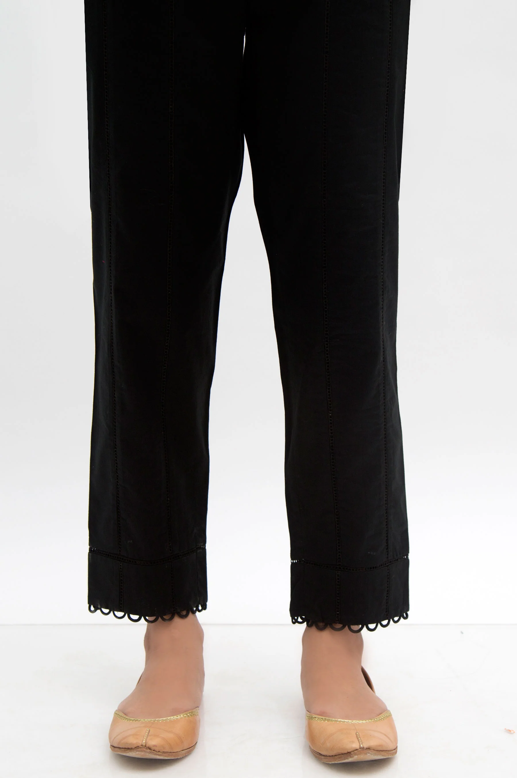 Embellished Cambric Cigarette Pants - Black