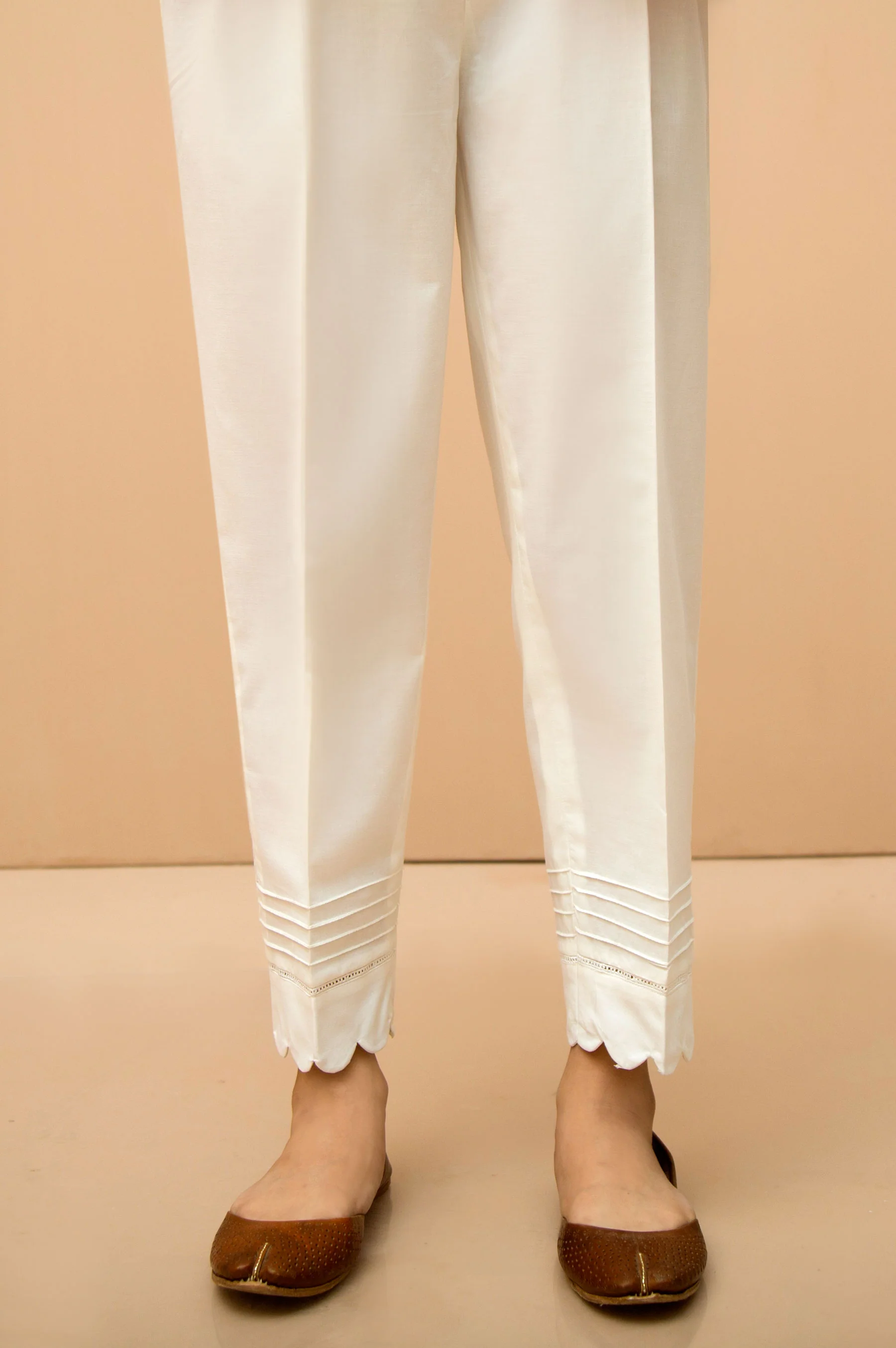 Embellished Cambric Cigarette Pants - White