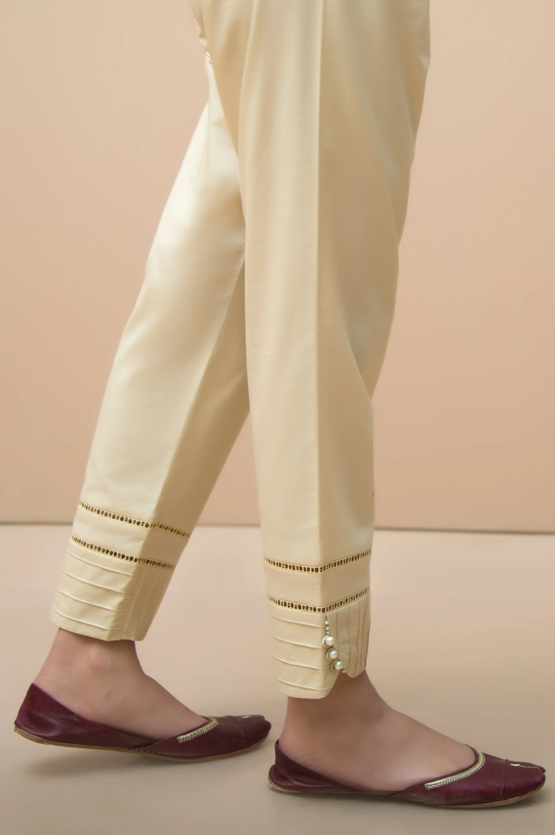 Embellished Cambric Cigarette Pants - Beige - Image 4