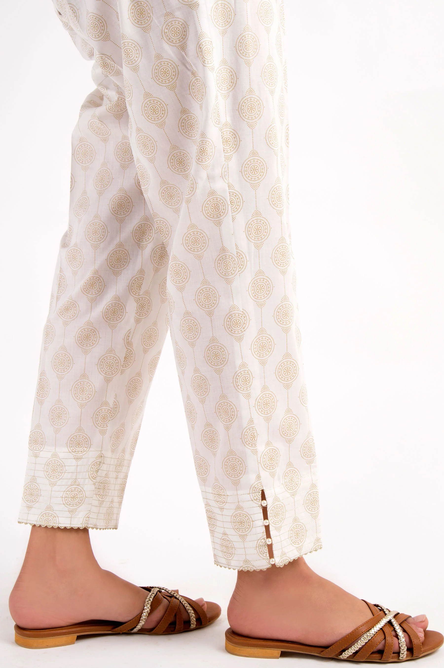 Cambric Embellished Cigarette Pants - Gold Paste - Image 3