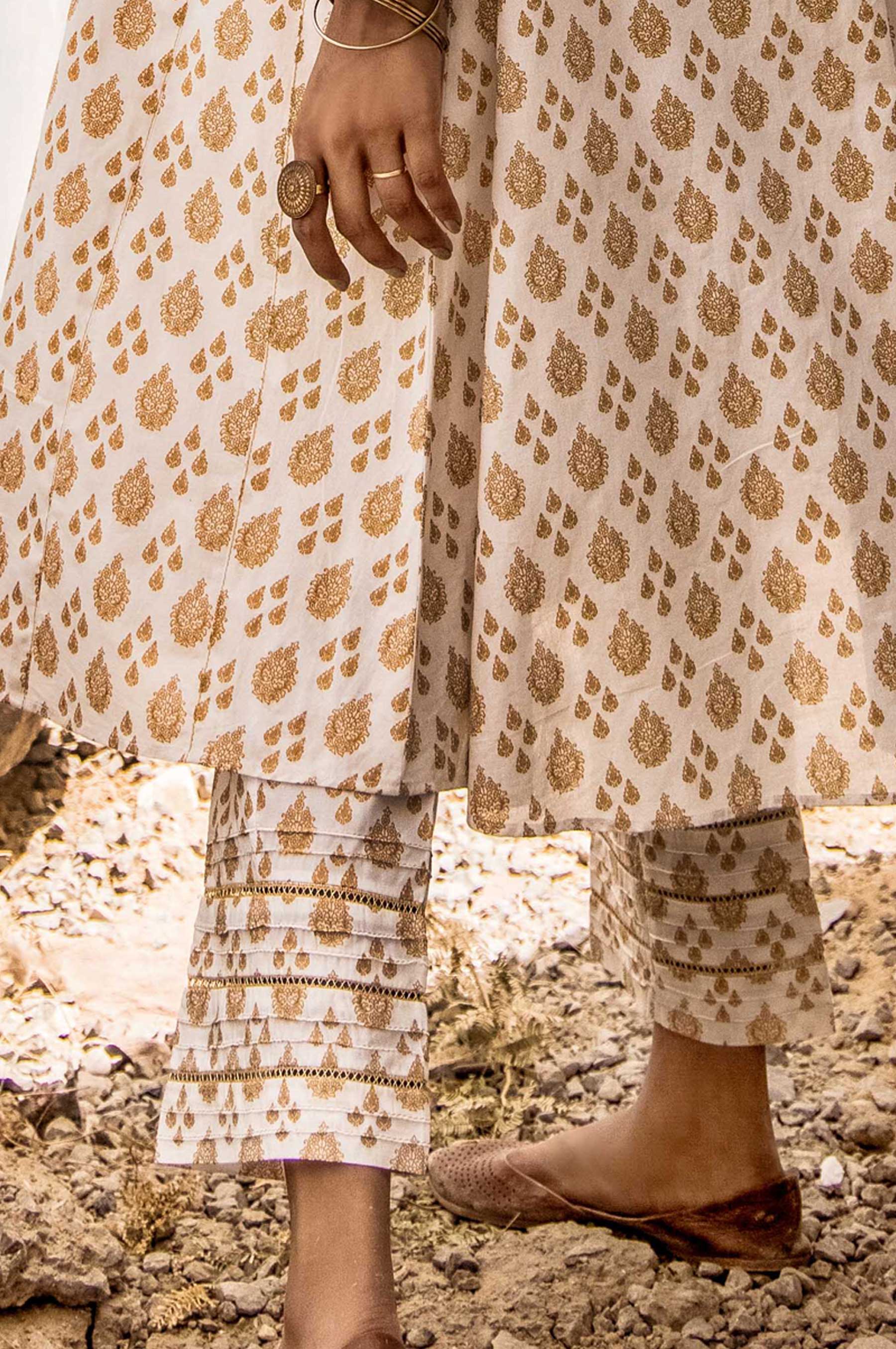 Embellished Cambric Cigarette Pants  - White / Gold Paste - Image 2