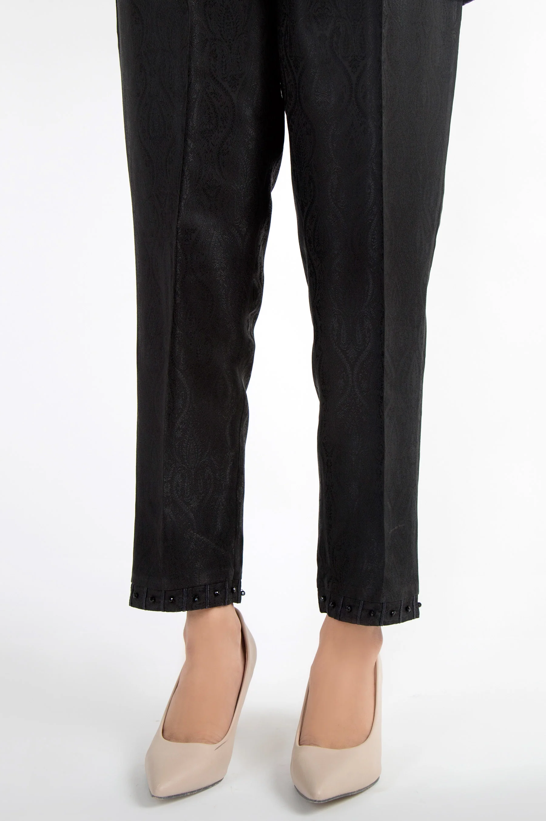 Embellished Jamawar Pants - Black - Image 2
