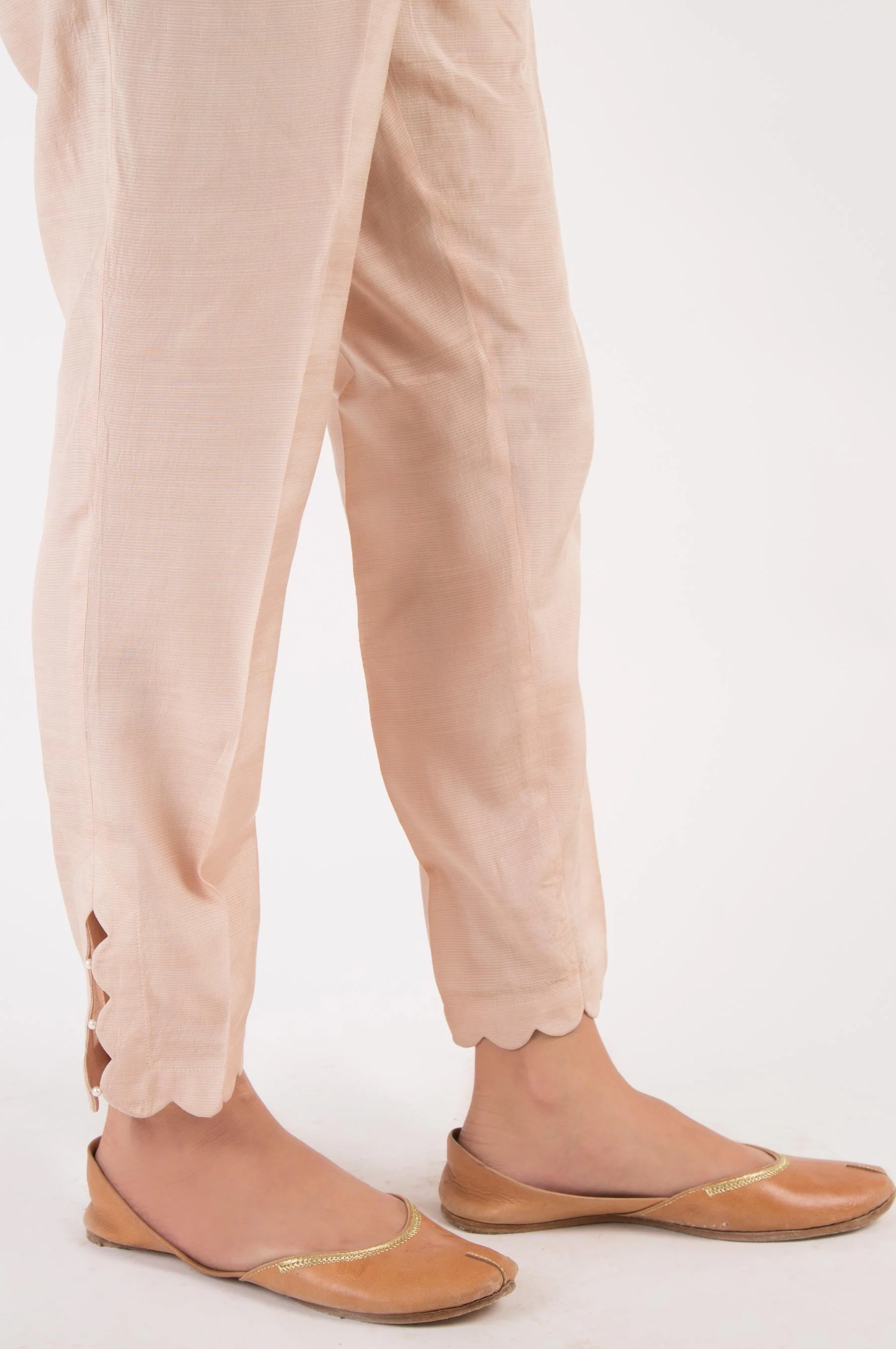 Embellished Raw Silk Cigarette Pants - L/Beige - Image 4