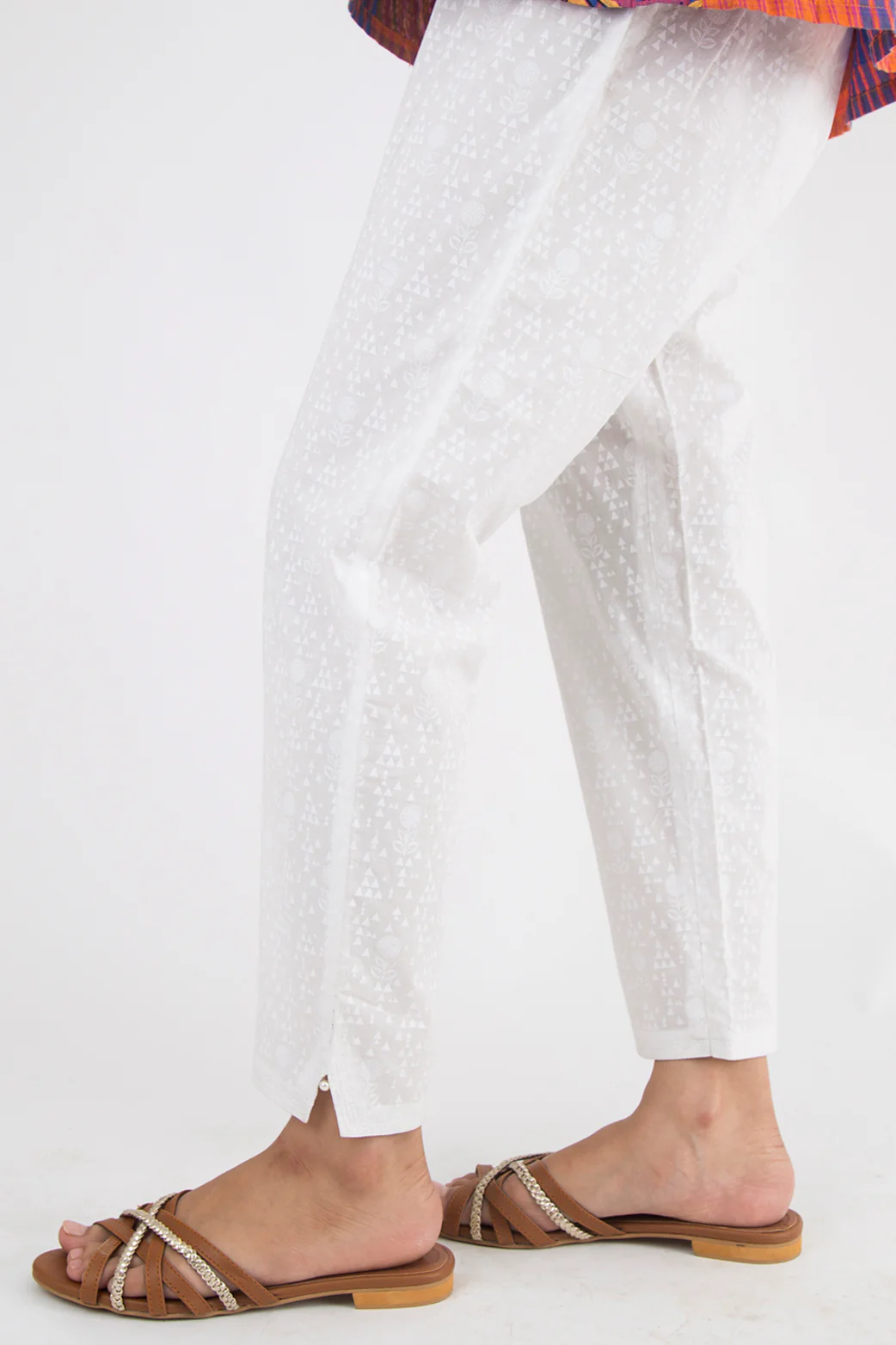 Embellished Cigarette Pants - White Paste - Image 3