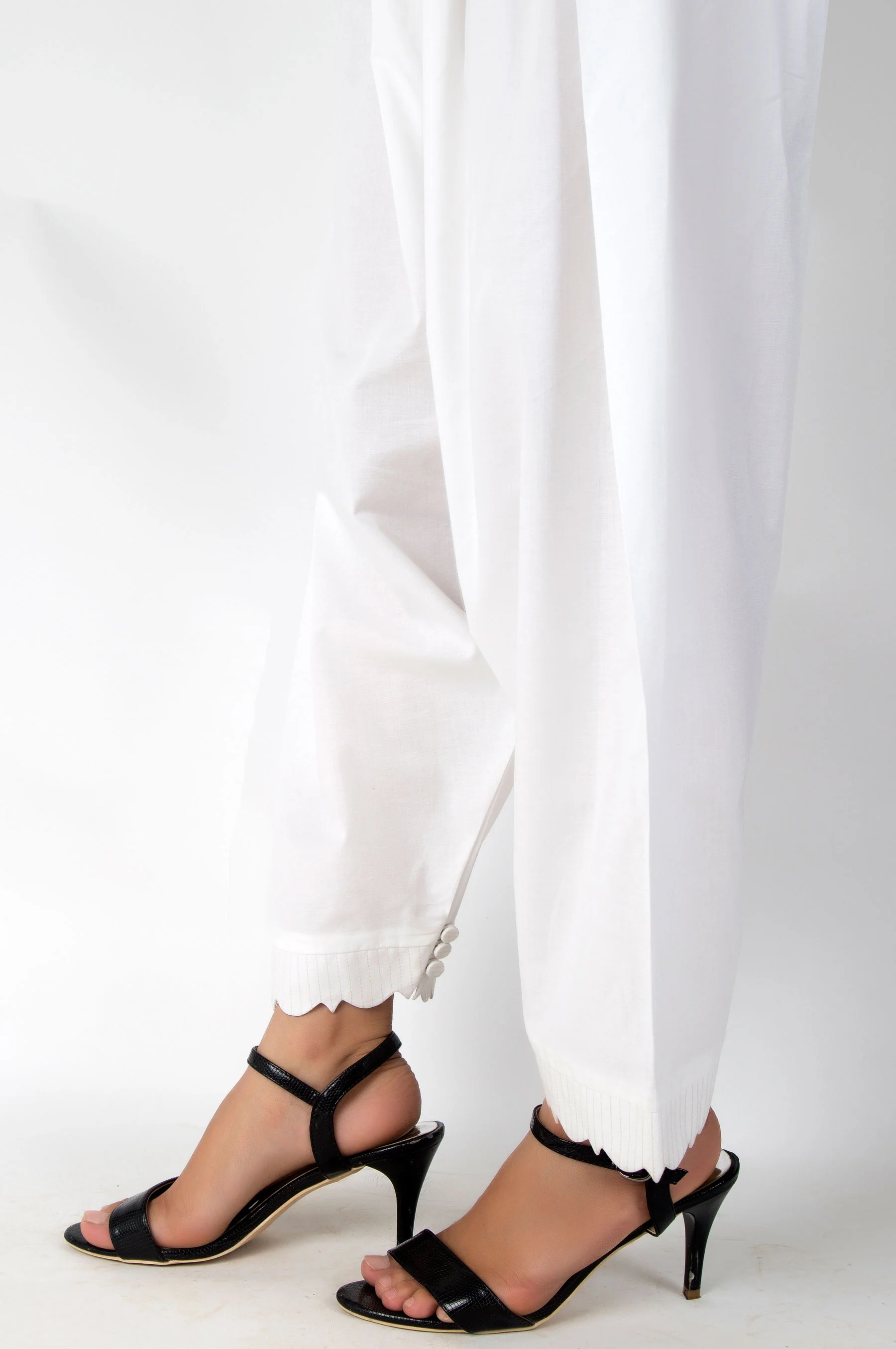 Embellished Cambric Shalwar - White - Image 3