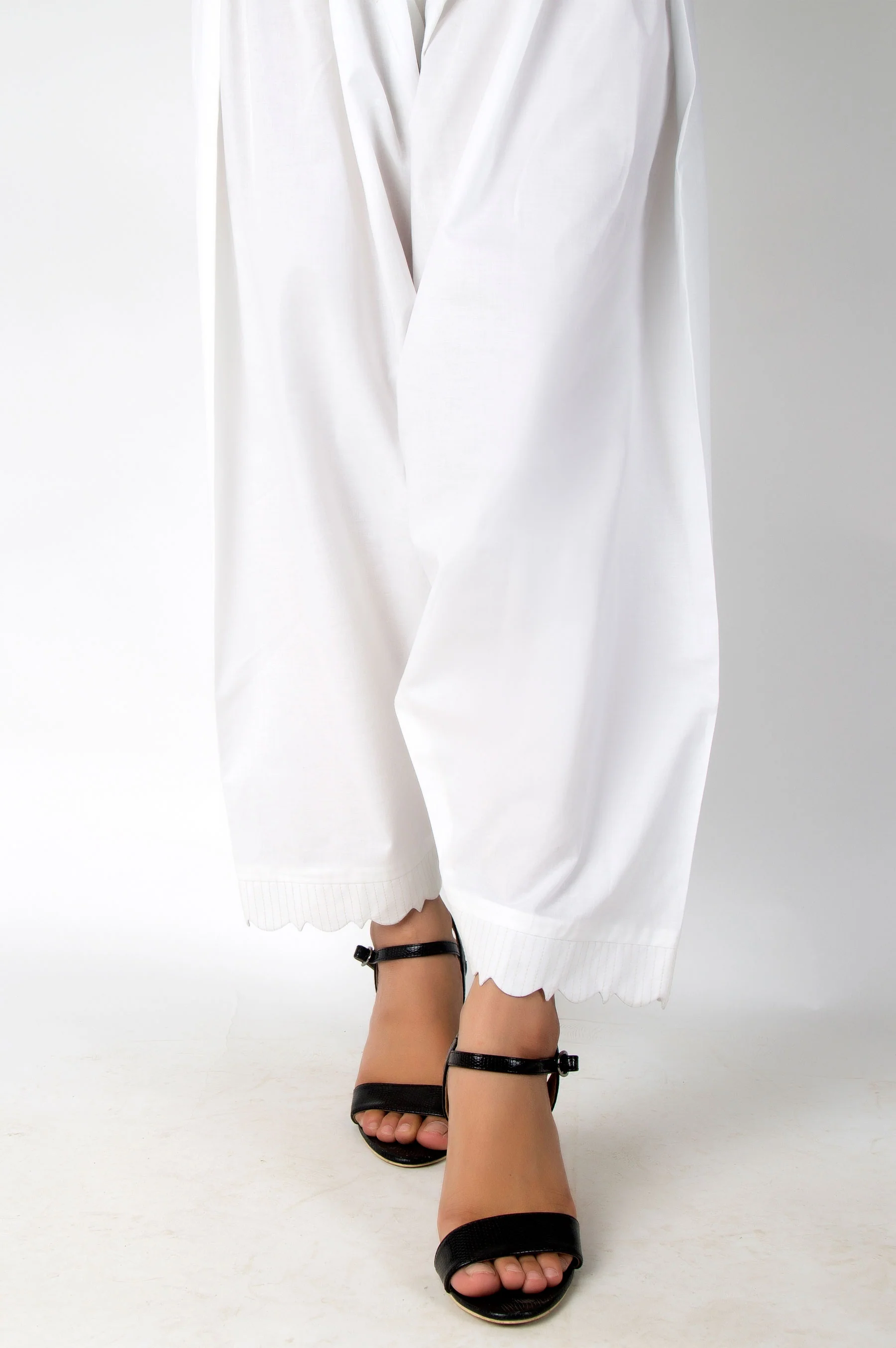 Embellished Cambric Shalwar - White - Image 4