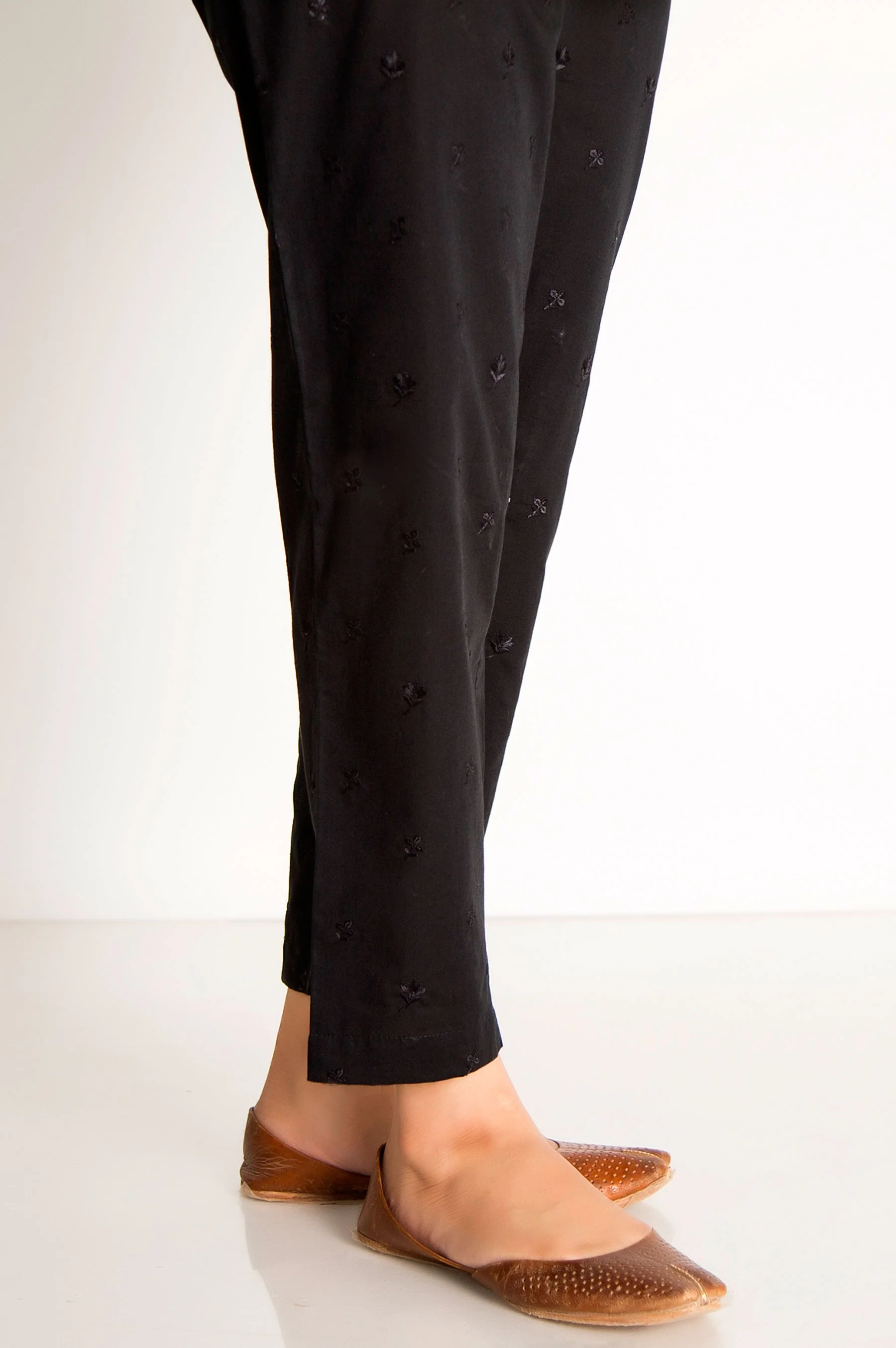 Embroidered Cambric Cigarette Pant - Black - Image 2