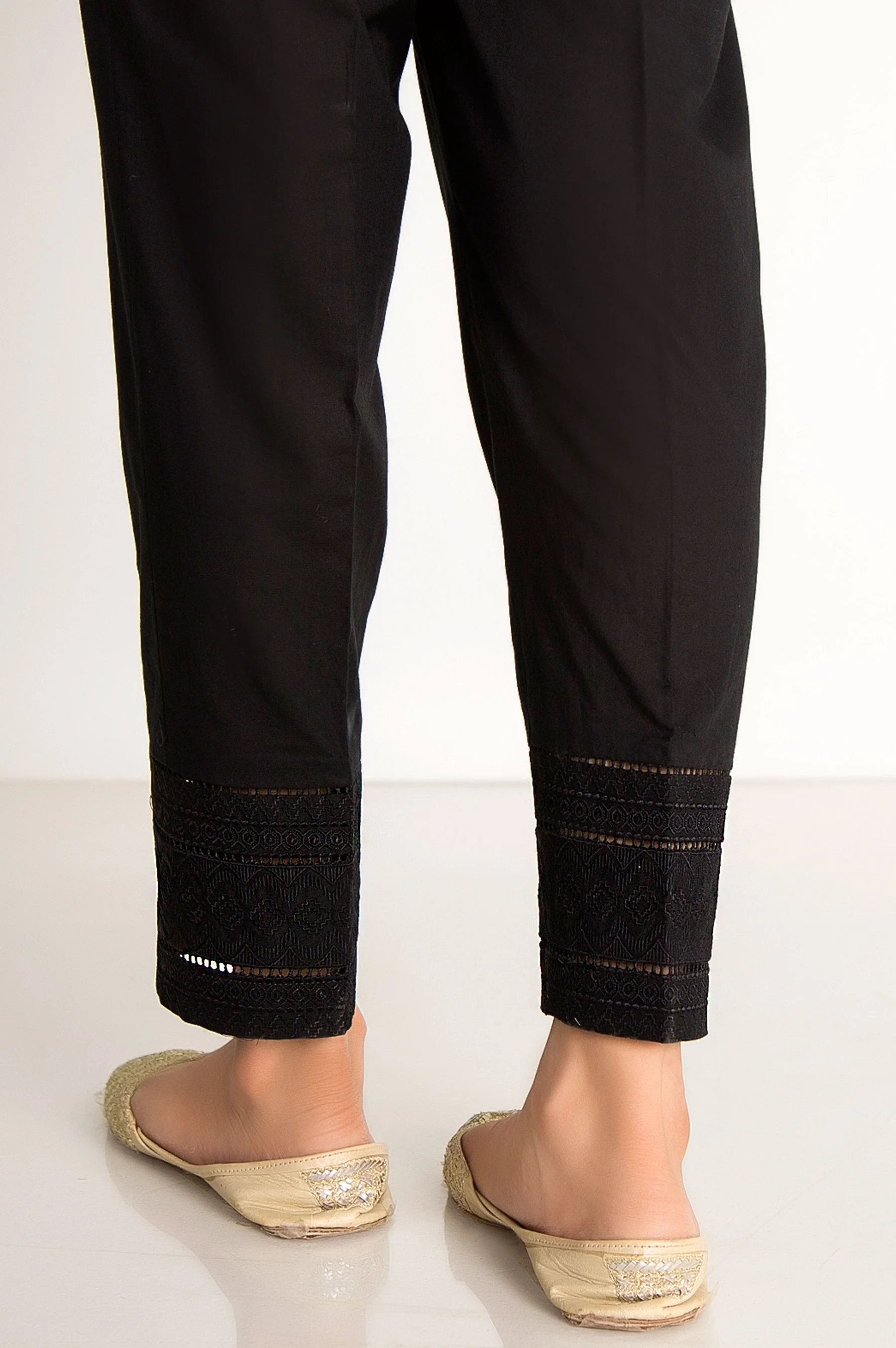 Embroidered Cambric Cigarette Pant - Black - Image 2