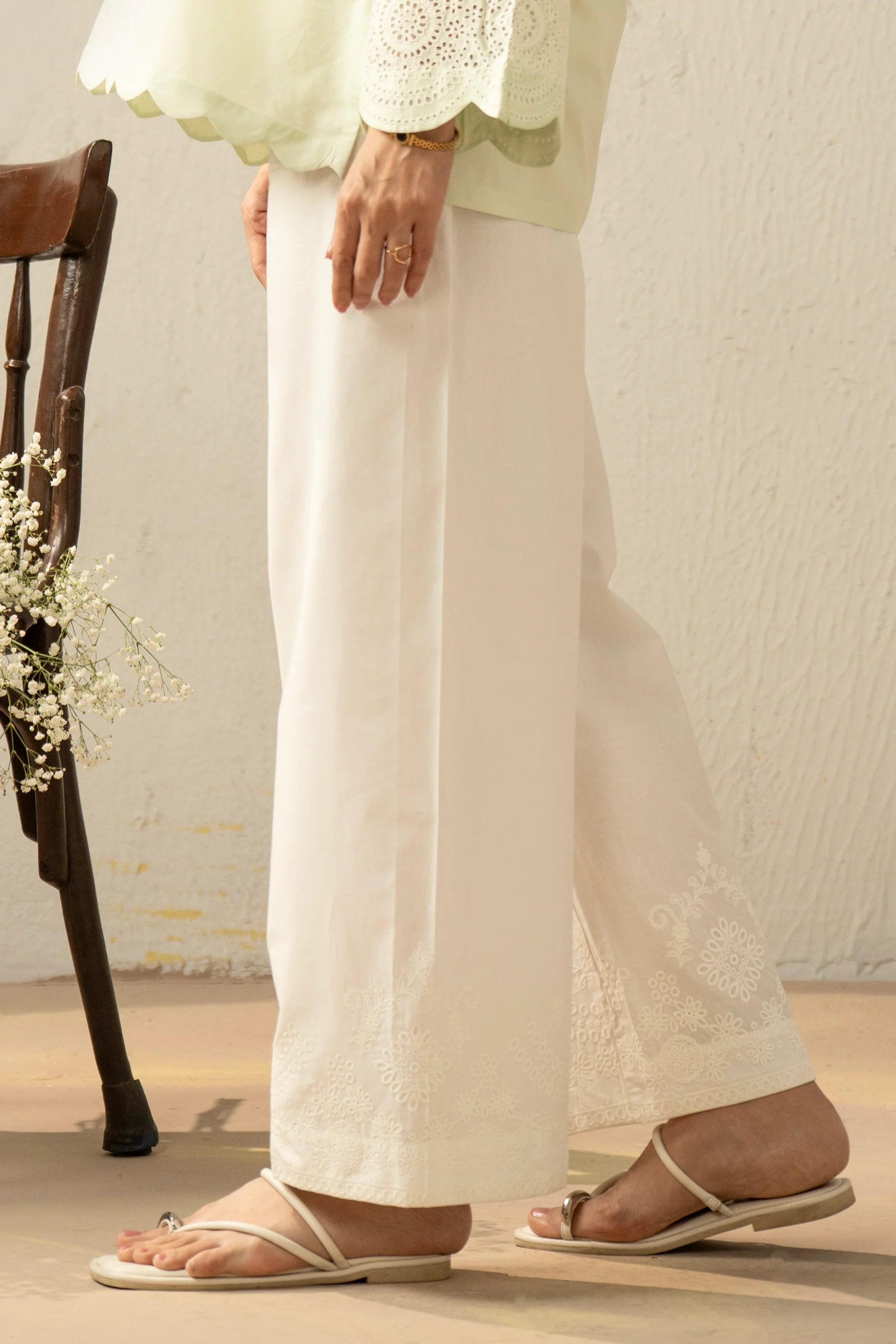 CHIKANKARI CAMBRIC CULOTTES - Image 2