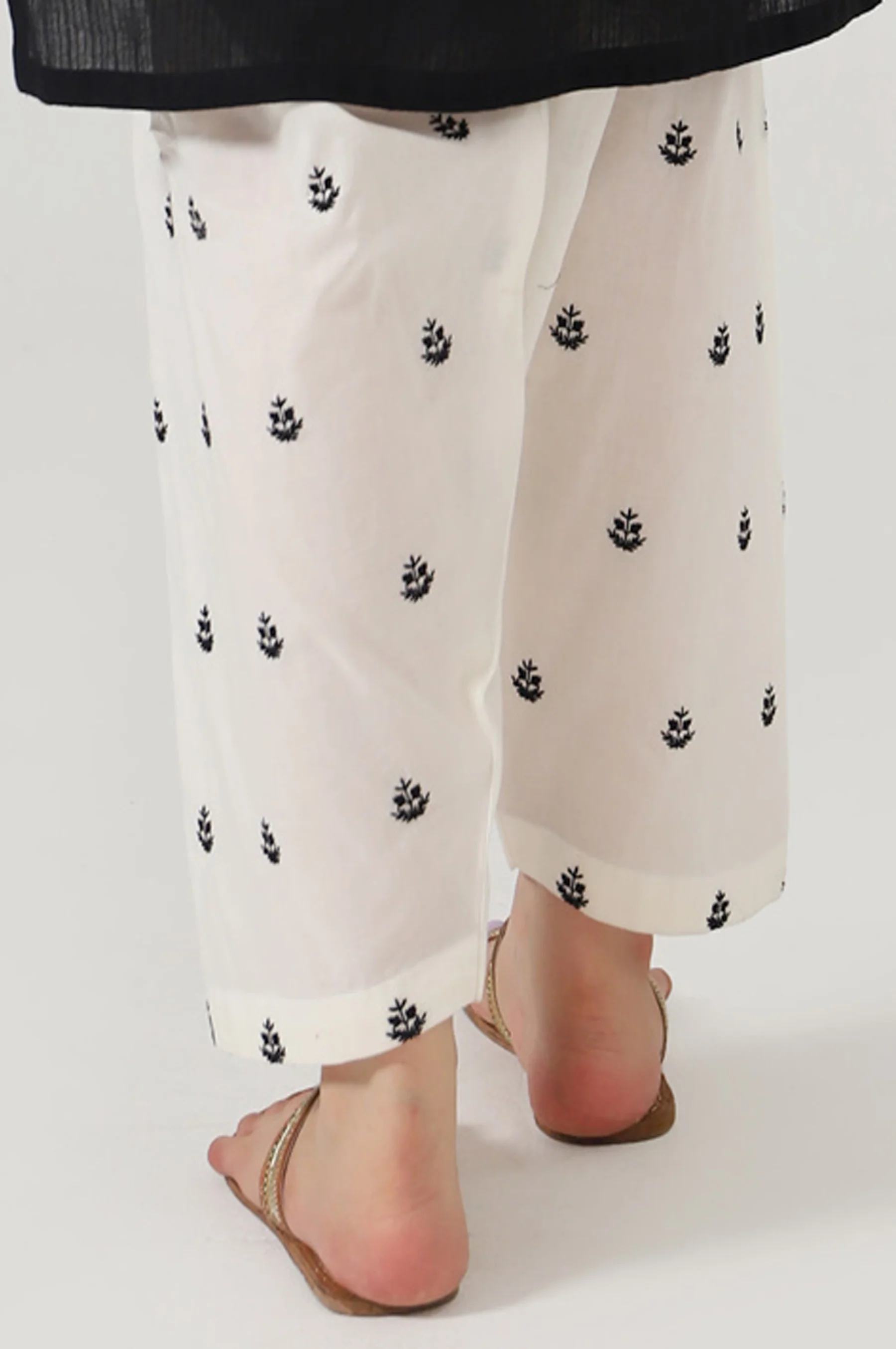 Embroidered Cambric Shalwar -White - Image 3