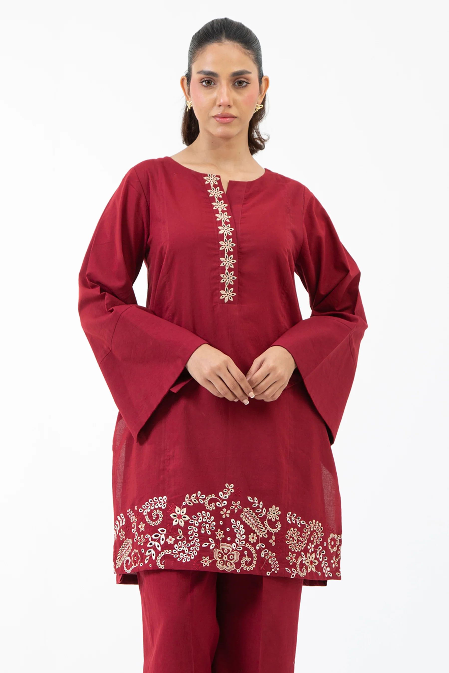 EMBROIDERED CAMBRIC STITCHED 2 PIECE SUIT - Image 2