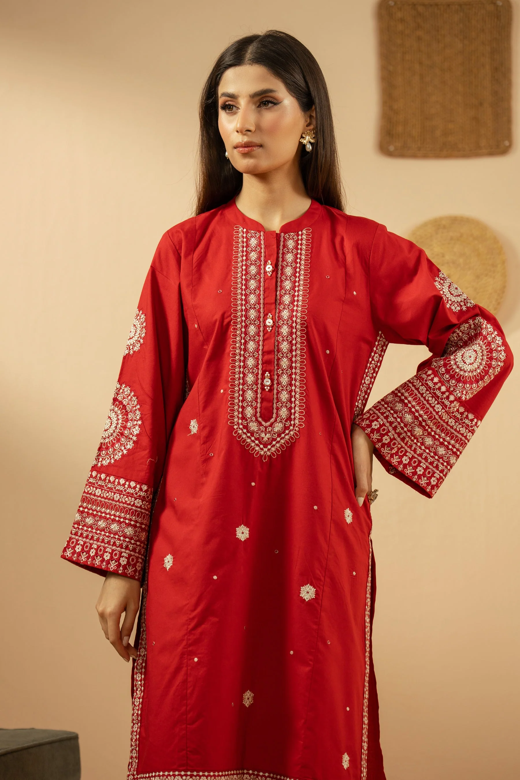 EMBROIDERED CAMBRIC STITCHED 2 PIECE SUIT (FACTORY E-OUTLET) - Image 3