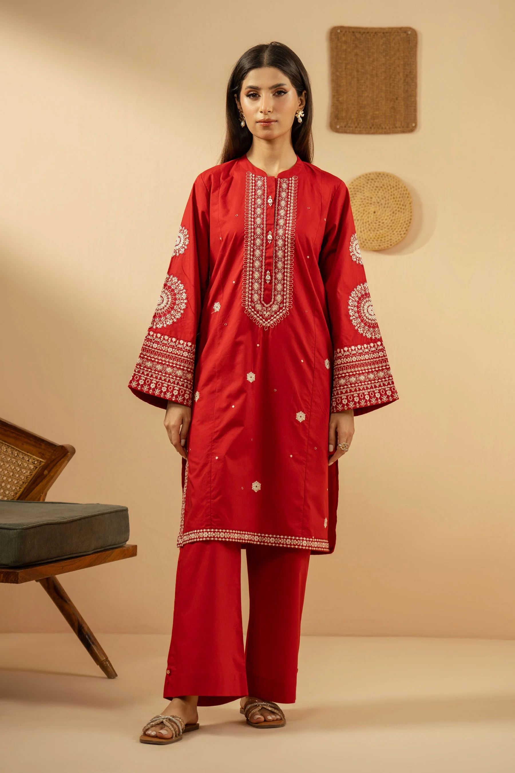 EMBROIDERED CAMBRIC STITCHED 2 PIECE SUIT (FACTORY E-OUTLET) - Image 5