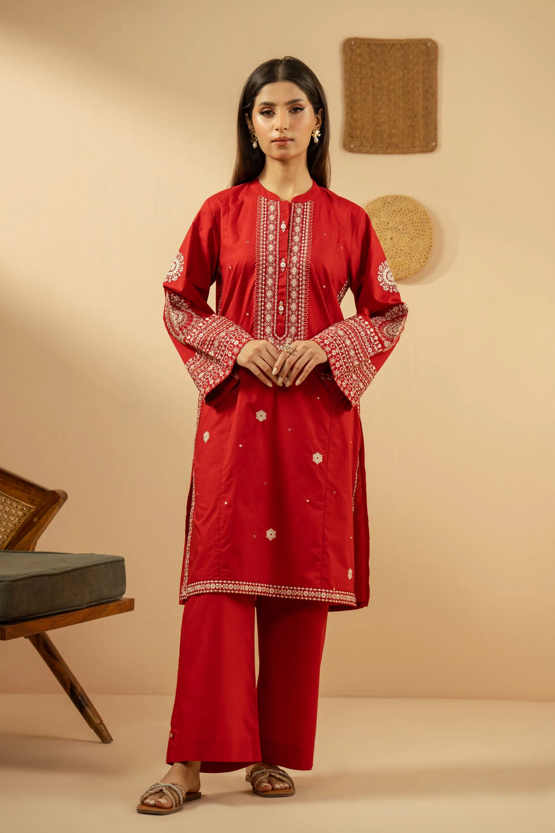EMBROIDERED CAMBRIC STITCHED 2 PIECE SUIT (FACTORY E-OUTLET) - Image 6