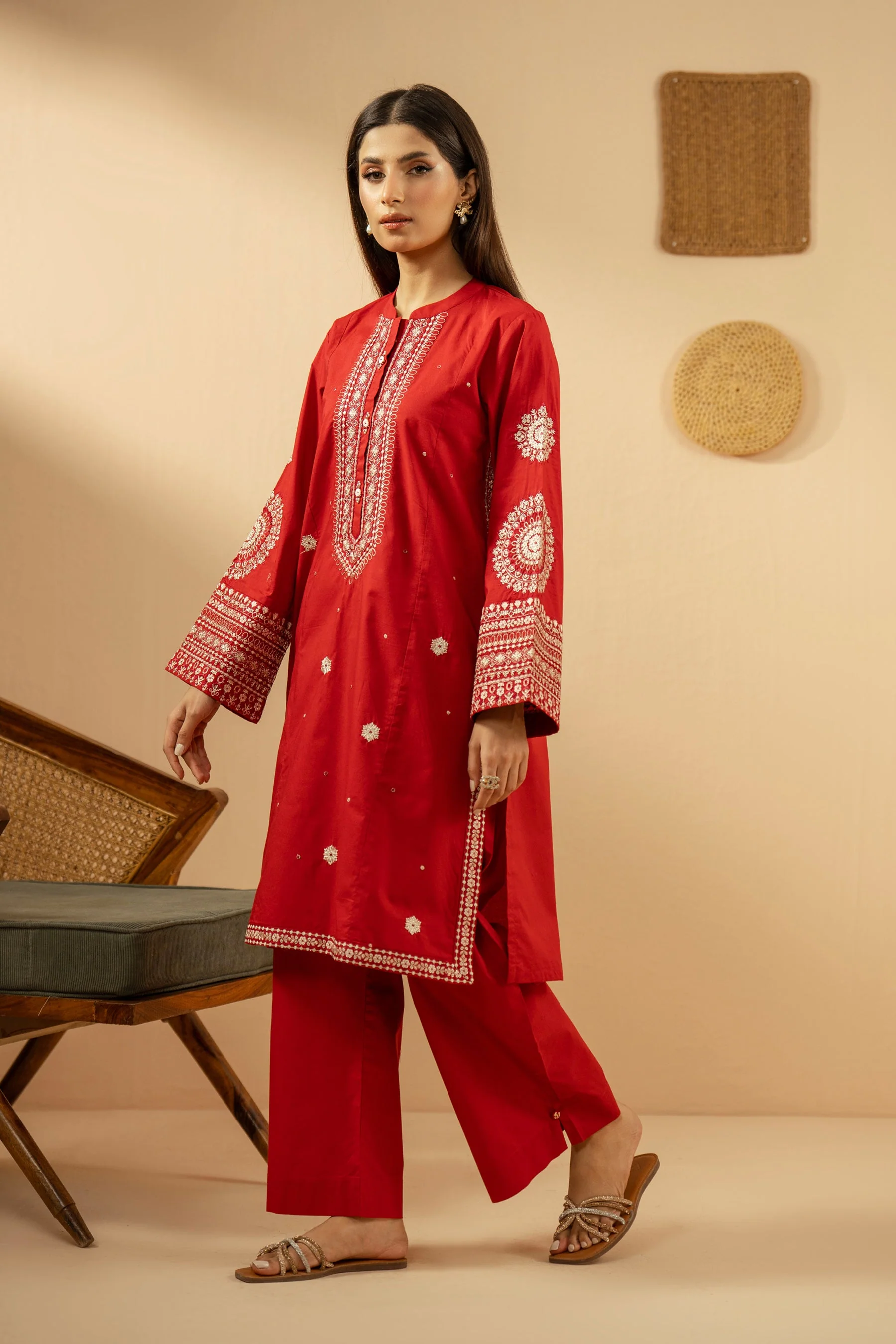 EMBROIDERED CAMBRIC STITCHED 2 PIECE SUIT (FACTORY E-OUTLET) - Image 7