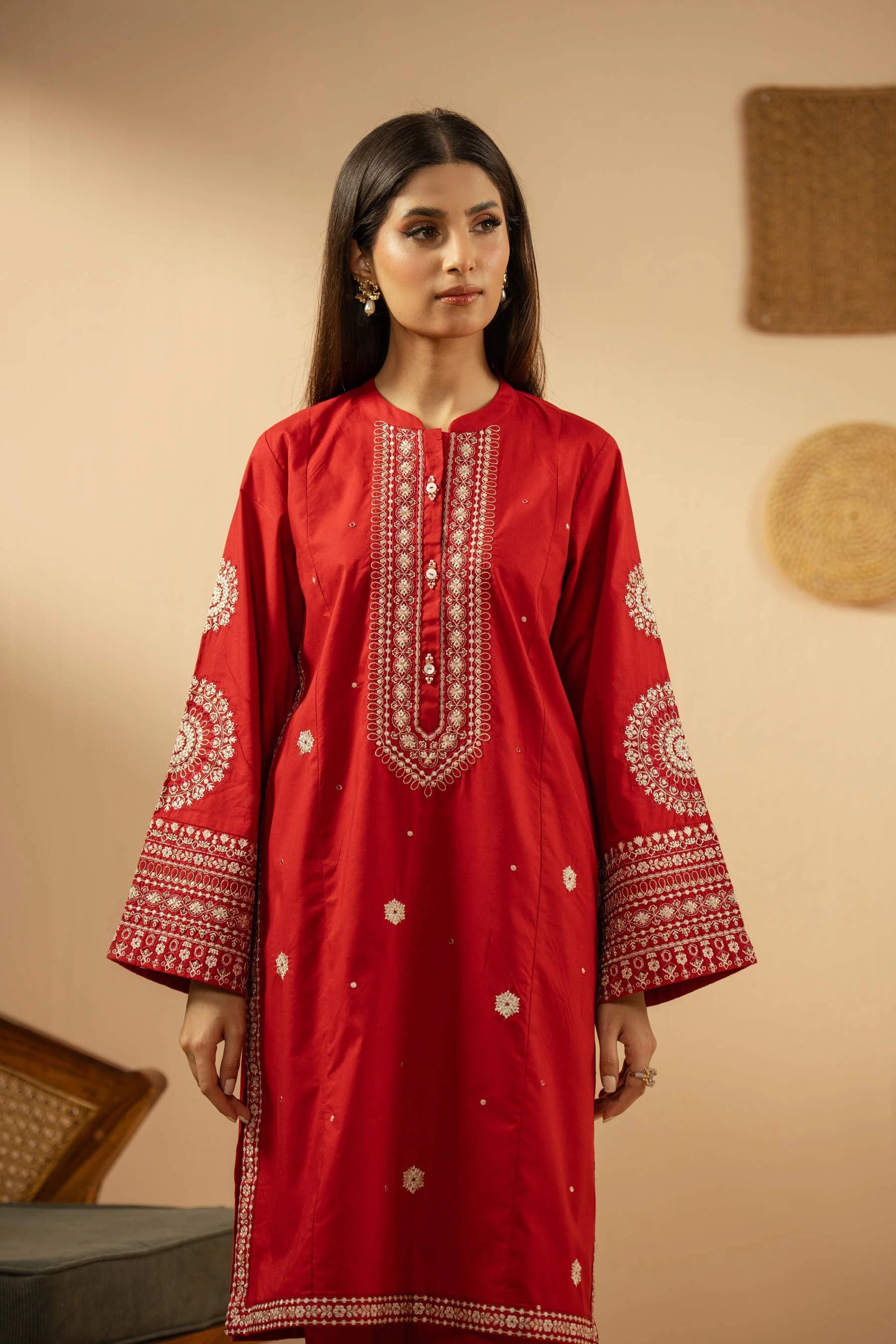 EMBROIDERED CAMBRIC STITCHED 2 PIECE SUIT (FACTORY E-OUTLET) - Image 8