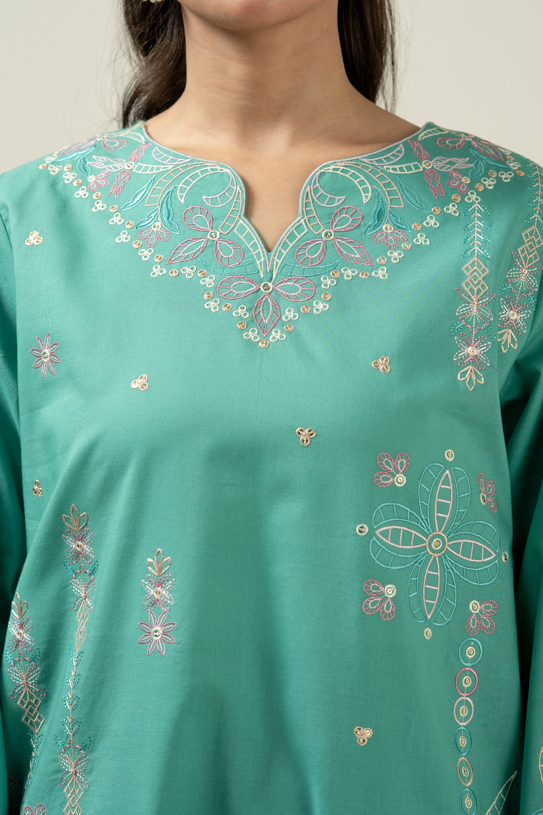 EMBROIDERED CAMBRIC STITCHED 2 PIECE SUIT - Image 2