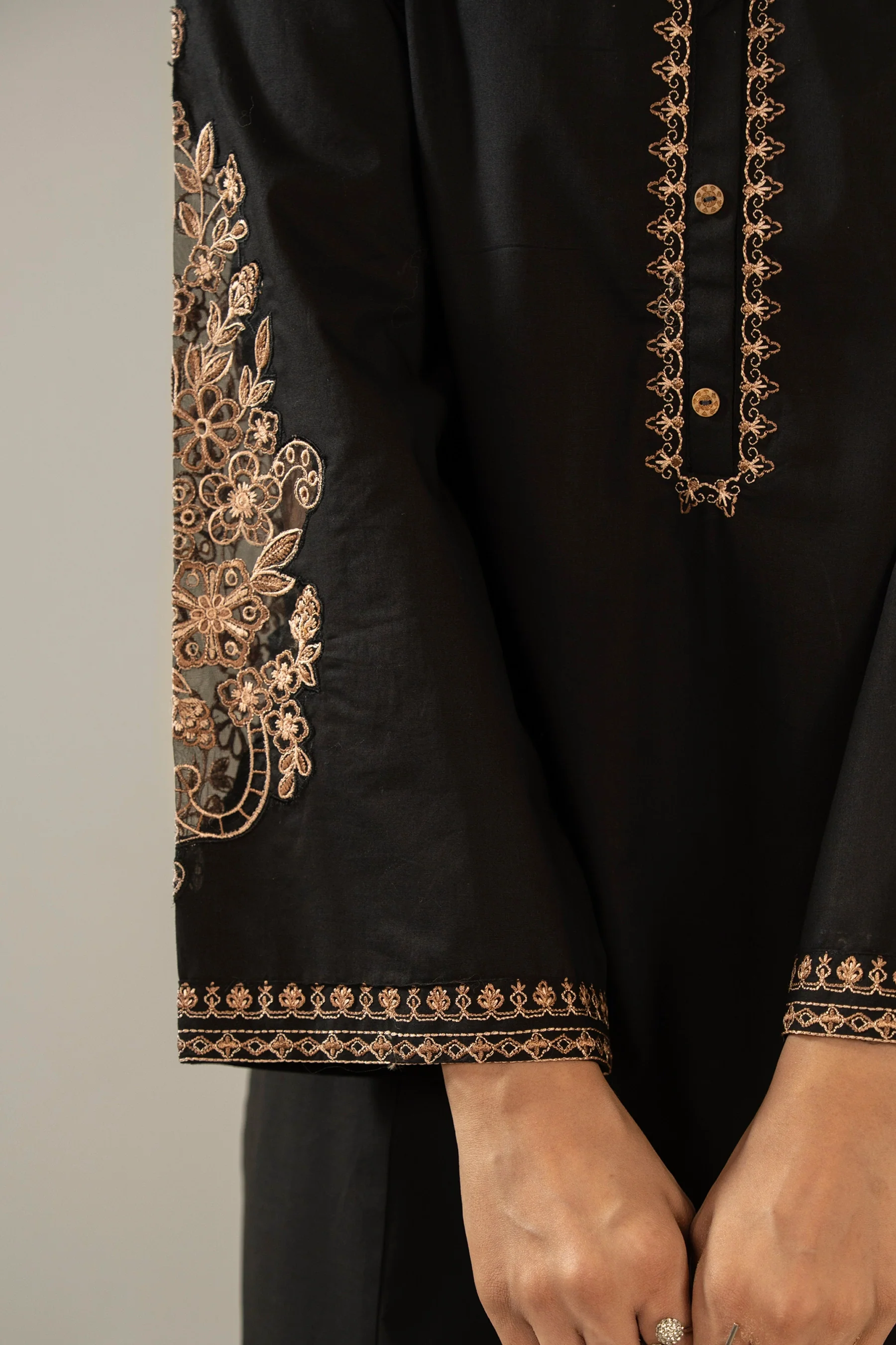 EMBROIDERED CAMBRIC STITCHED SHIRT BOTTOM SUIT - Image 2