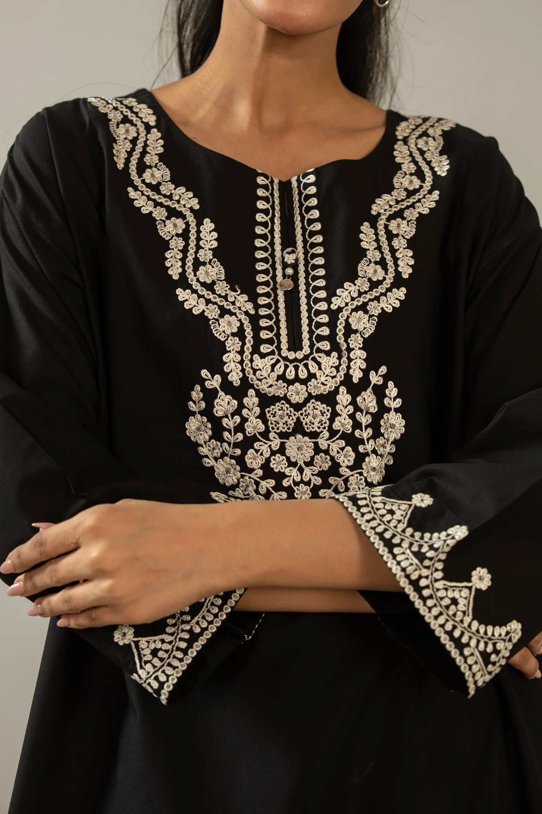 EMBROIDERED CAMBRIC STITCHED SHIRT BOTTOM SUIT - Image 5