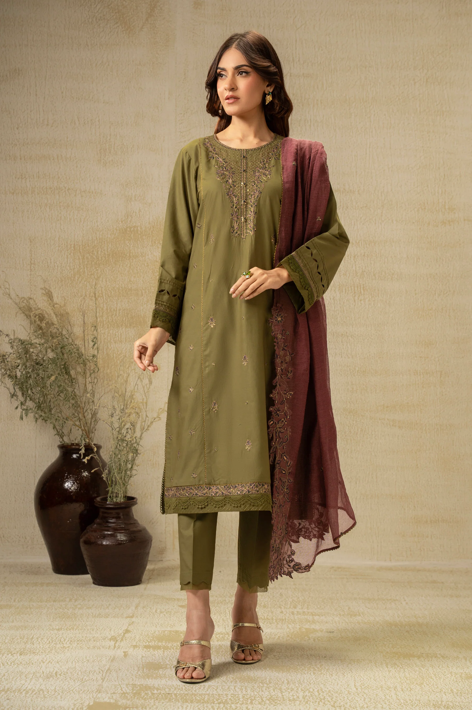 EMBROIDERED CAMBRIC UNSTITCHED SHIRT BOTTOM