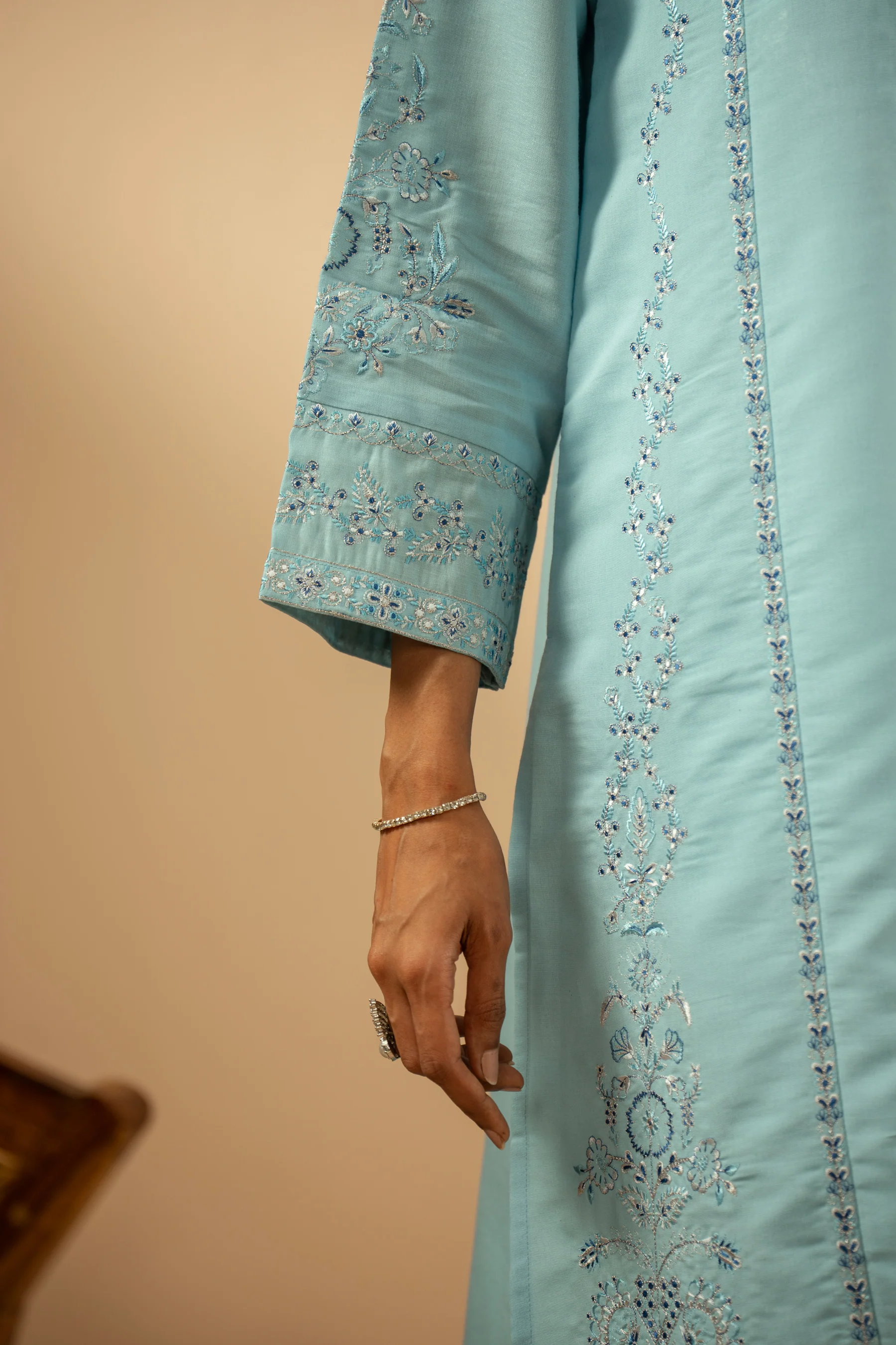 EMBROIDERED CAMBRIC ZARI STITCHED 2 PIECE SUIT - Image 11