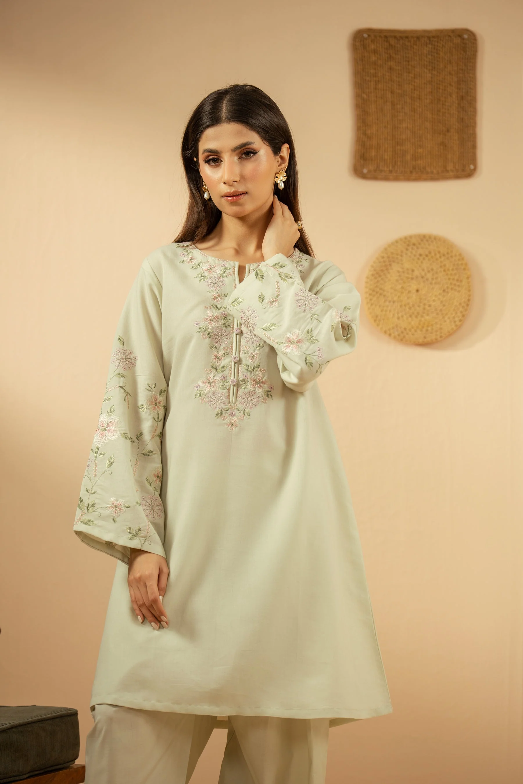 EMBROIDERED CAMBRIC ZARI STITCHED 2 PIECE SUIT (FACTORY E-OUTLET) - Image 3