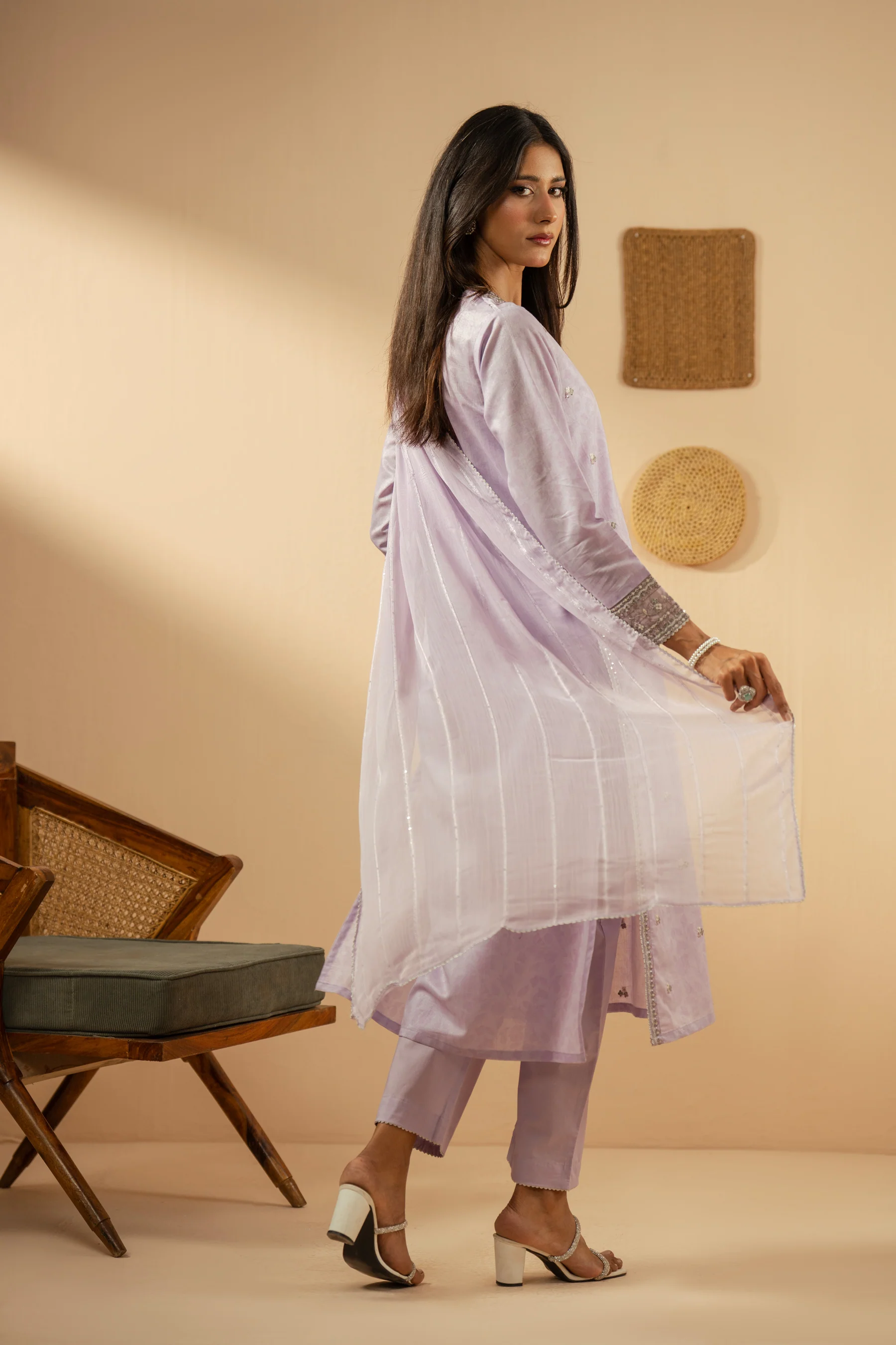 EMBROIDERED CAMBRIC ZARI STITCHED 3 PIECE SUIT - Image 5