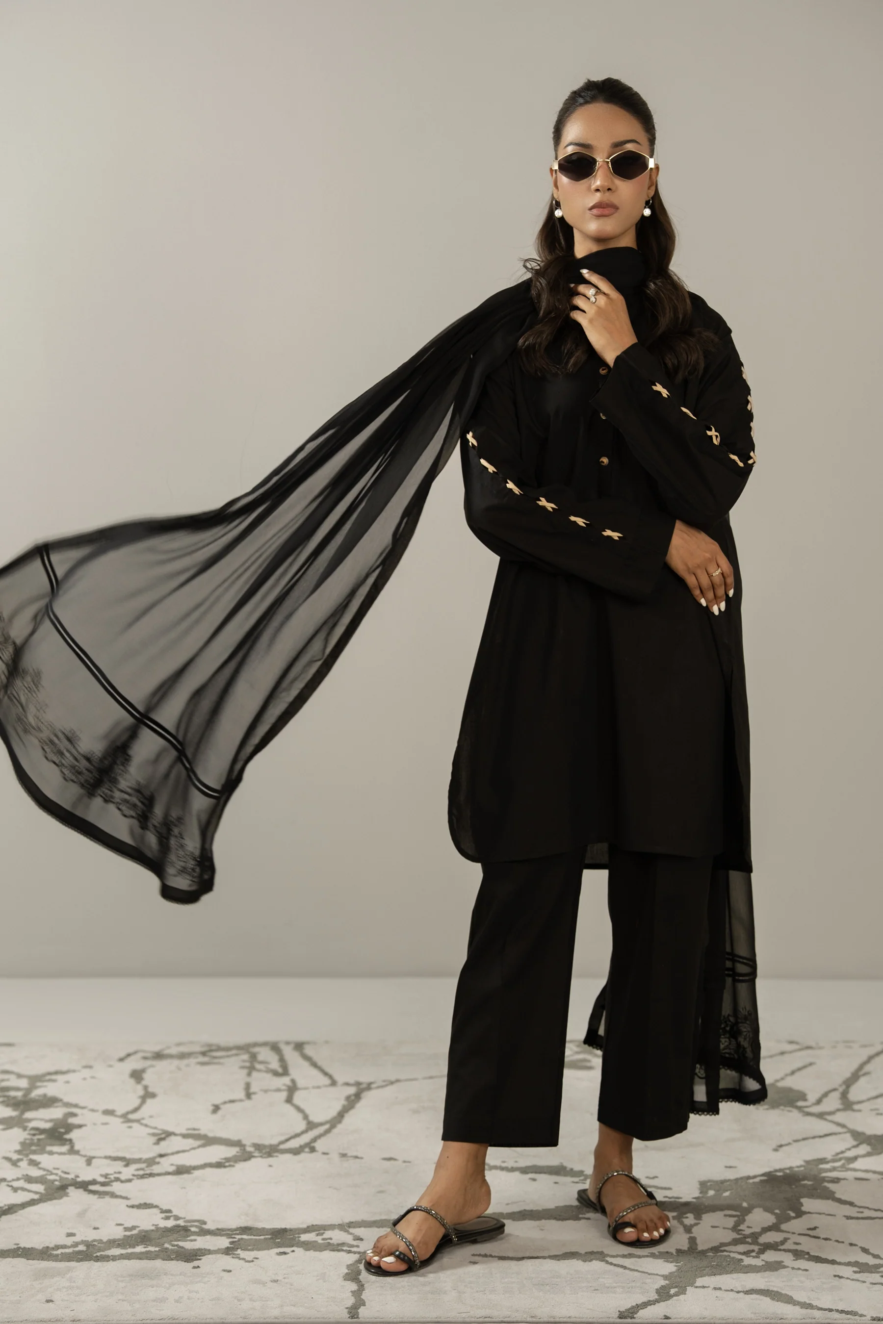 EMBROIDERED CHIFFON STITCHED DUPATTA