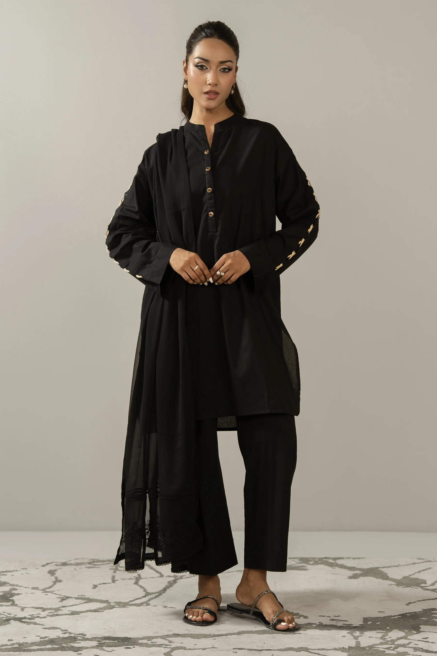 EMBROIDERED CHIFFON STITCHED DUPATTA - Image 2