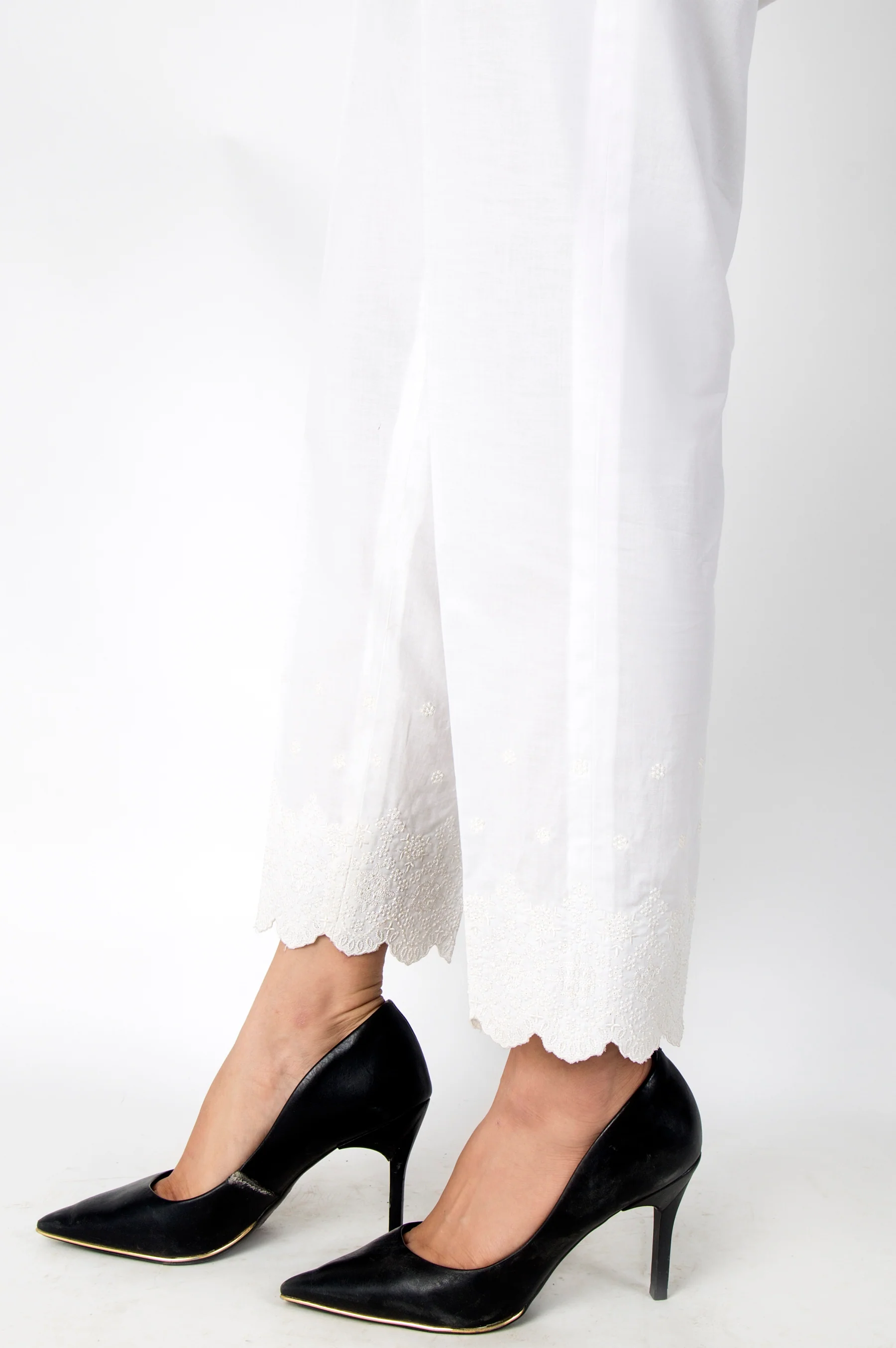 Embroidered Cambric Pants - White - Image 3
