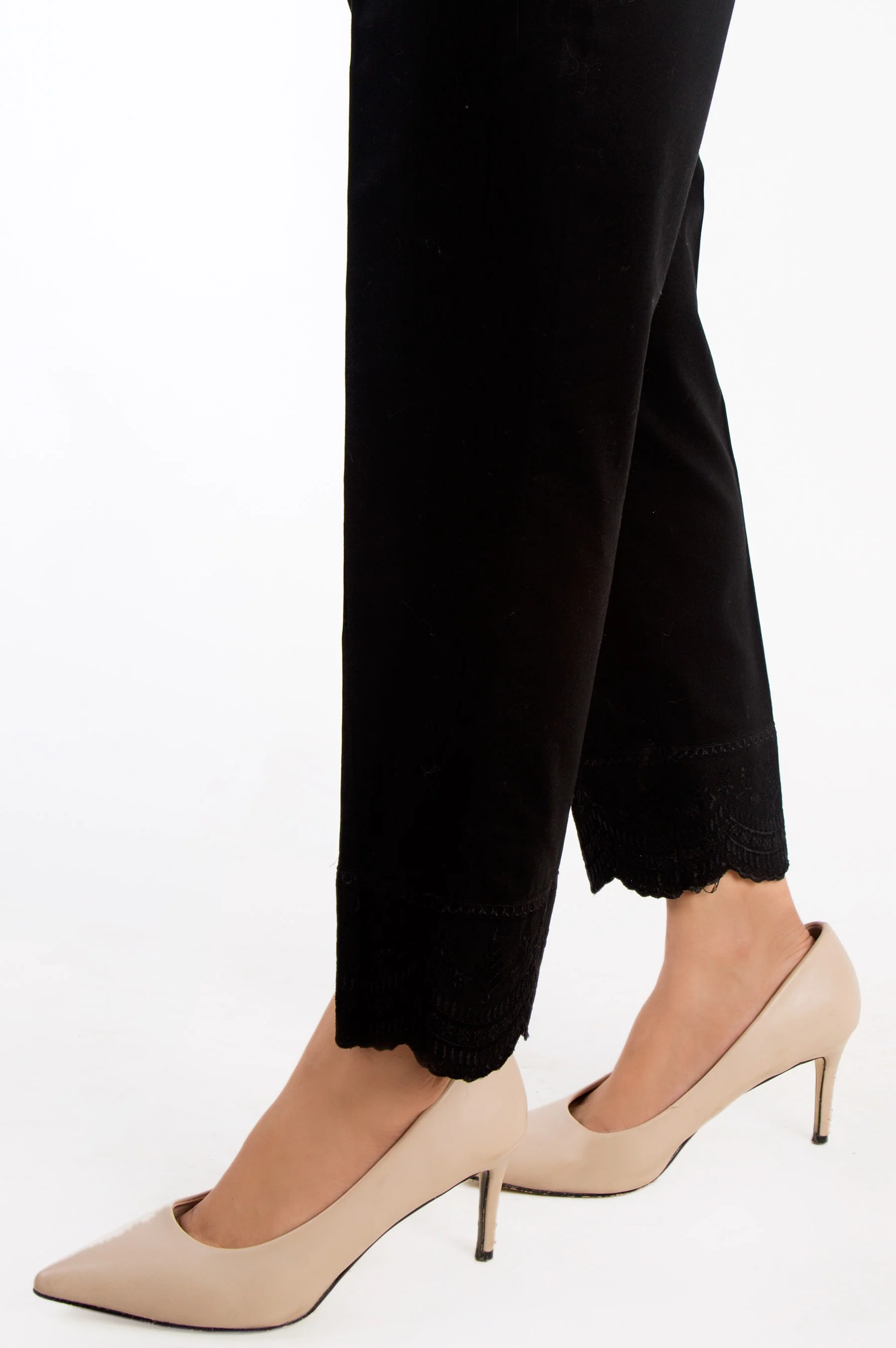 Embroidered Cigarette Pants - Black - Image 3