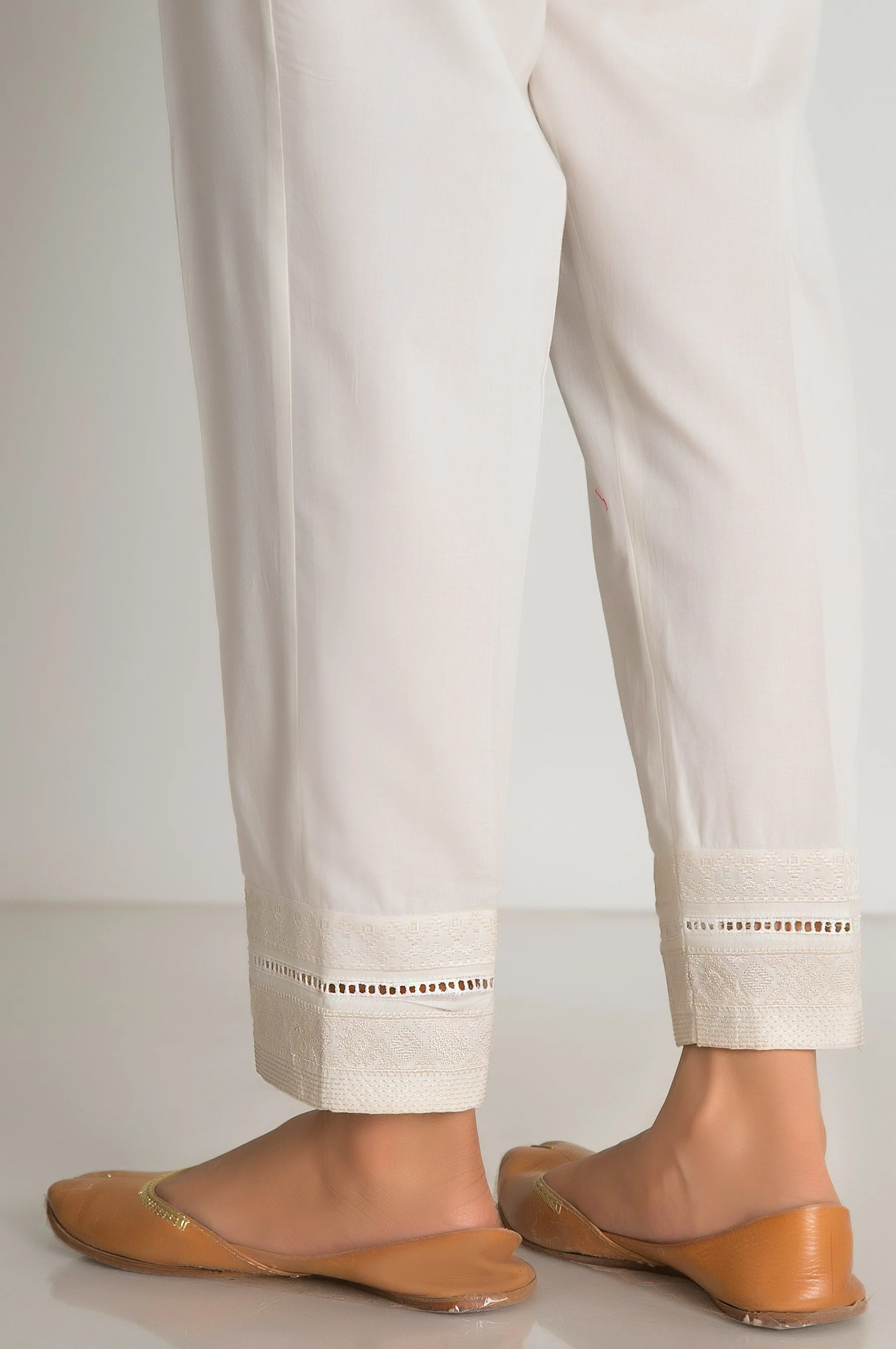 Embroidered Cigarette Pants  - Off-White - Image 2