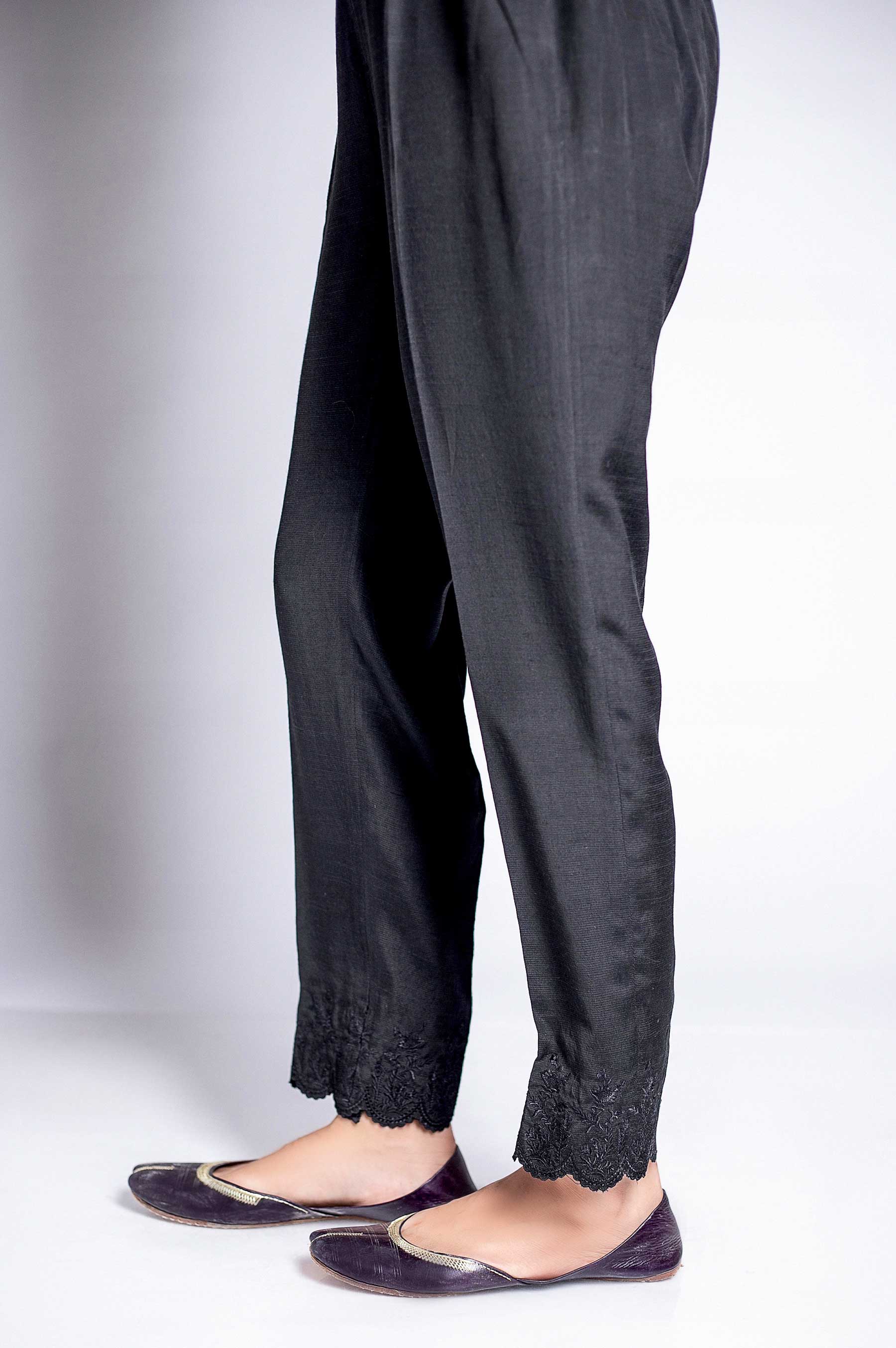 Embroidered Raw Silk Pants - Image 2