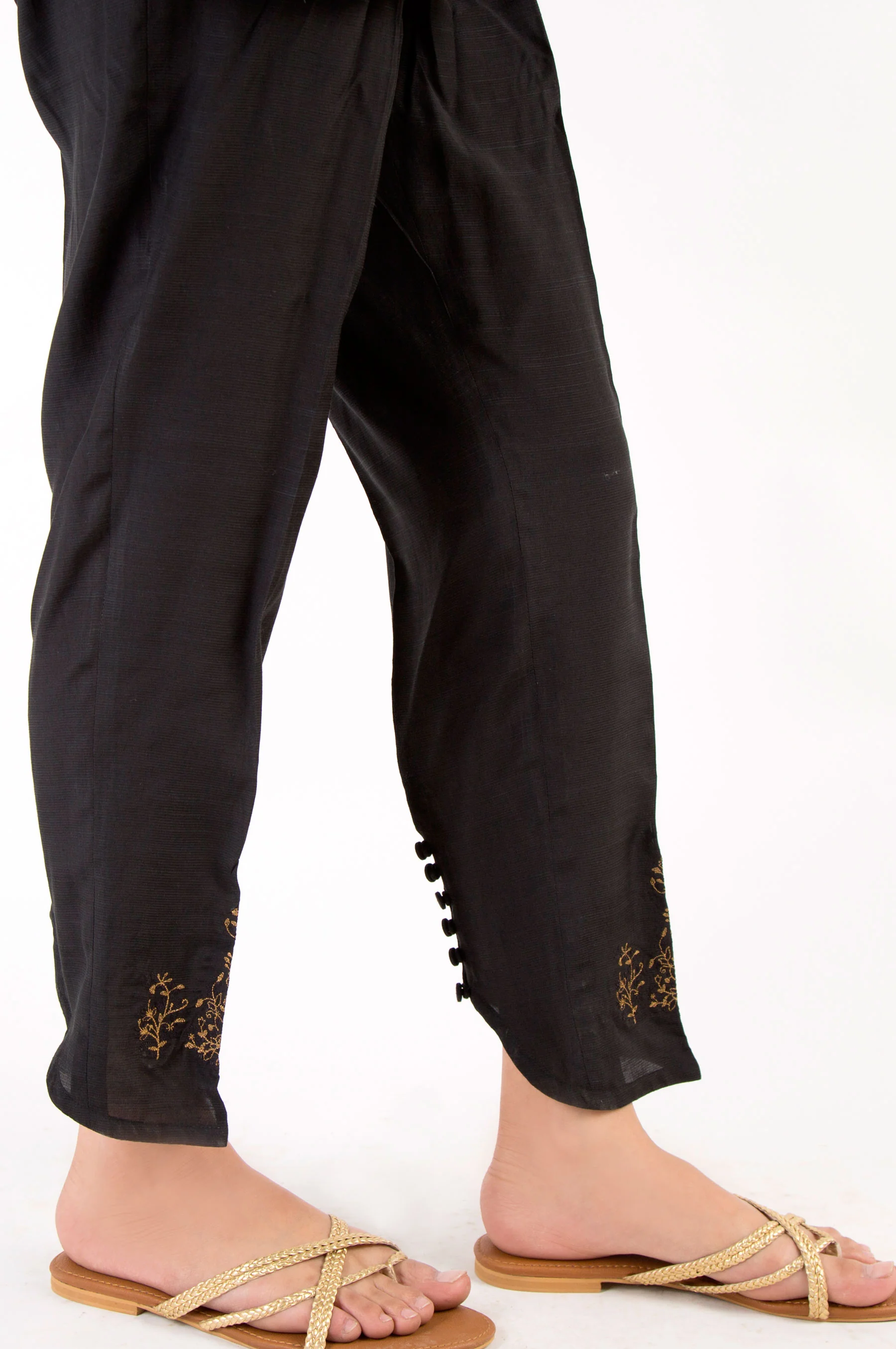Embroidered Cigarette Pants - Black - Image 4