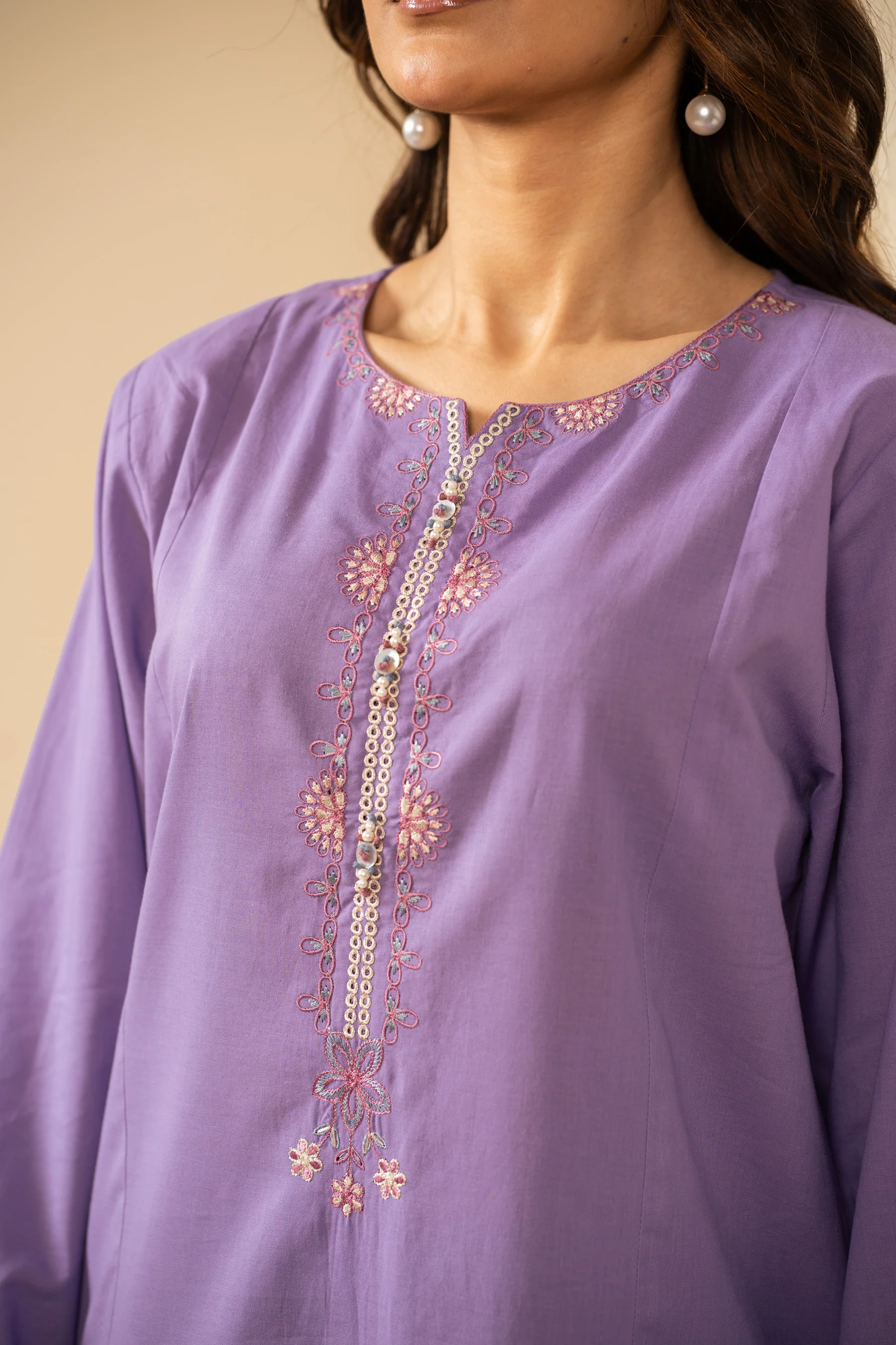 STITCHED EMBROIDERED COTTEL 2 PIECE SUIT (FACTORY E-OUTLET) - Image 3