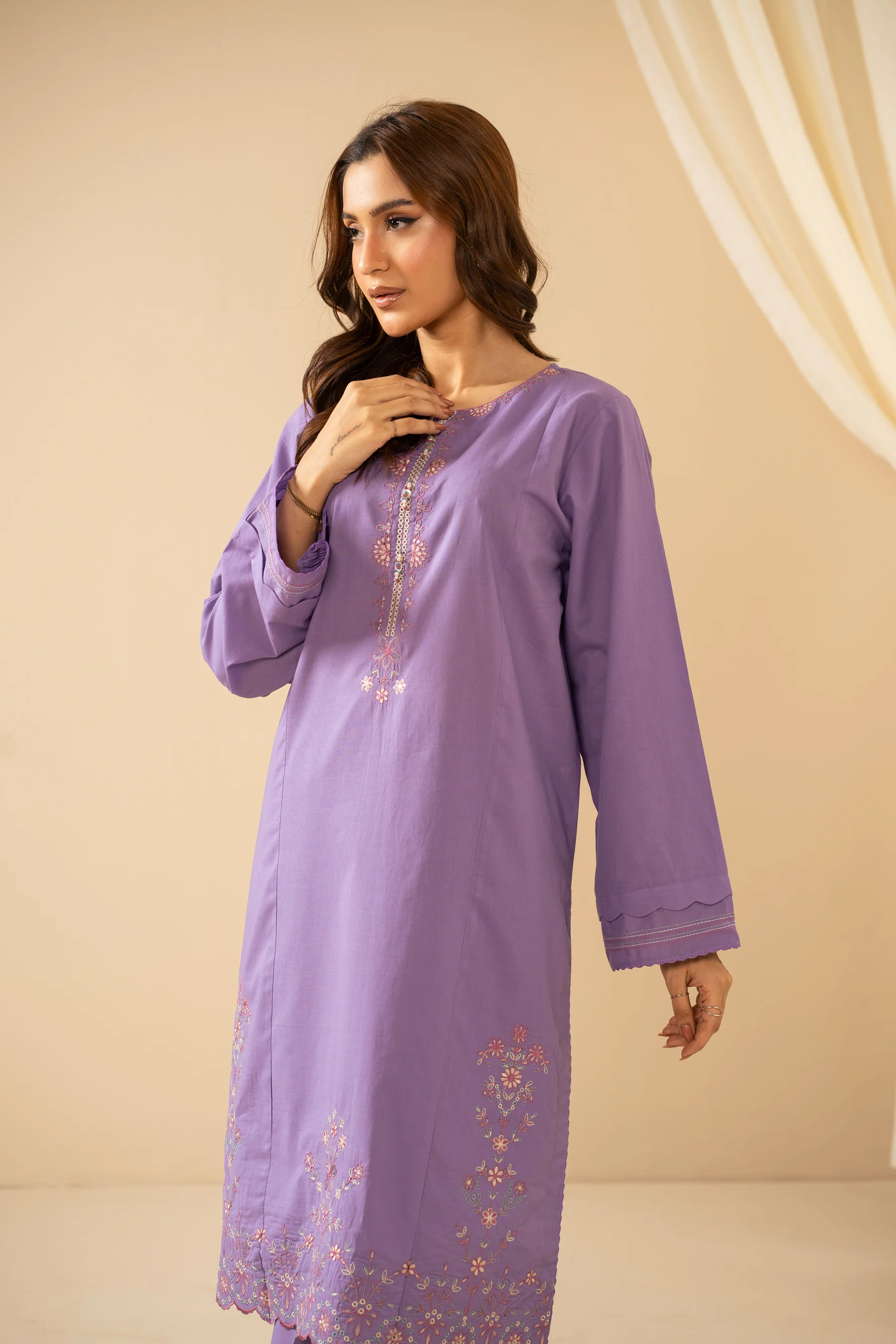 STITCHED EMBROIDERED COTTEL 2 PIECE SUIT (FACTORY E-OUTLET) - Image 4