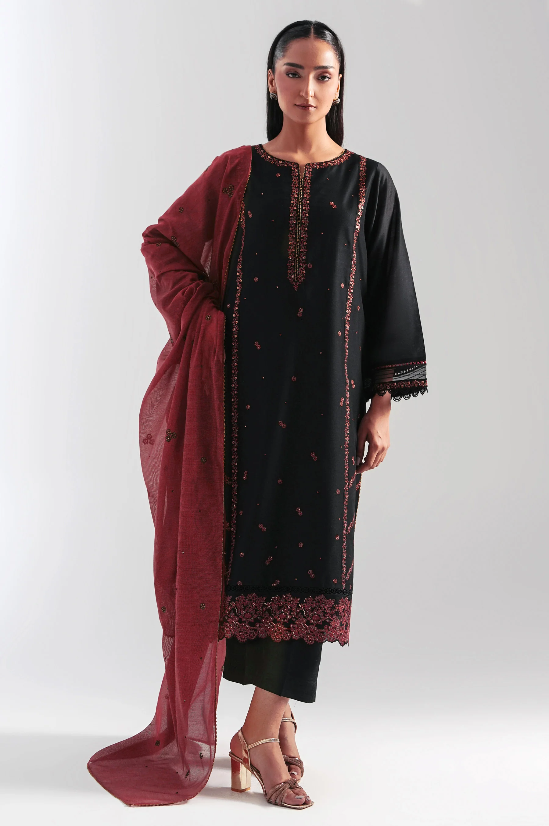 EMBROIDERED COTTON NET STITCHED SHIRT BOTTOM (FACTORY E-OUTLET)