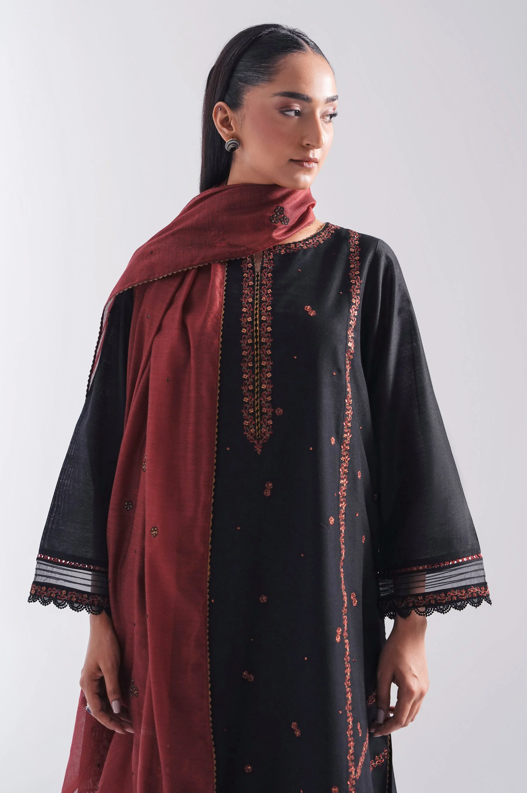 EMBROIDERED COTTON NET STITCHED SHIRT BOTTOM (FACTORY E-OUTLET) - Image 2