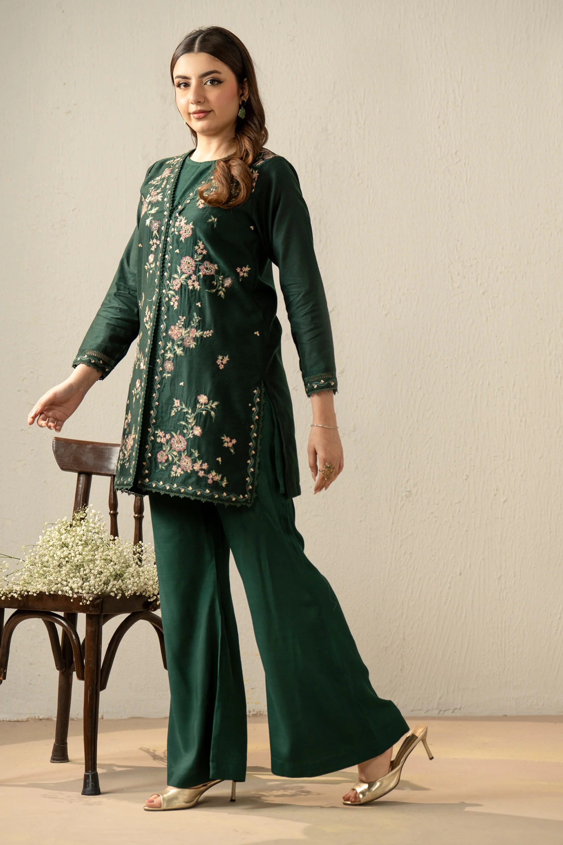 EMBROIDERED COTTON NET STITCHED 2 PIECE SUIT - Image 3