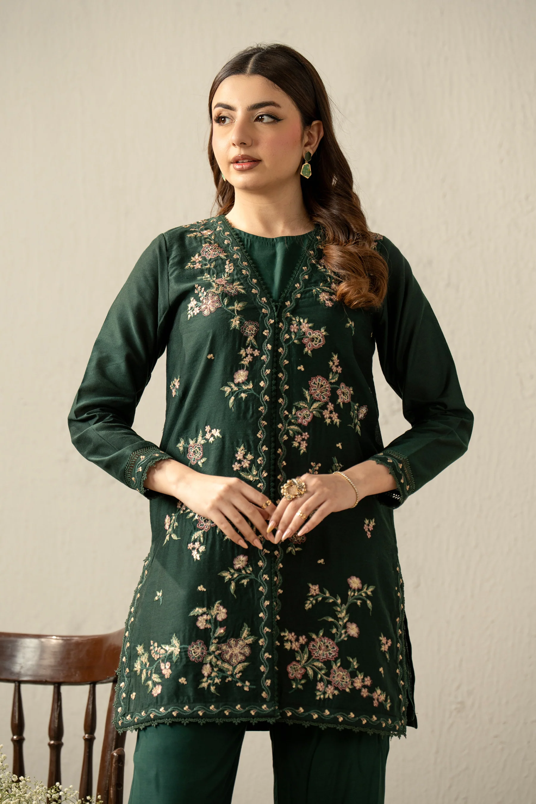 EMBROIDERED COTTON NET STITCHED 2 PIECE SUIT - Image 4