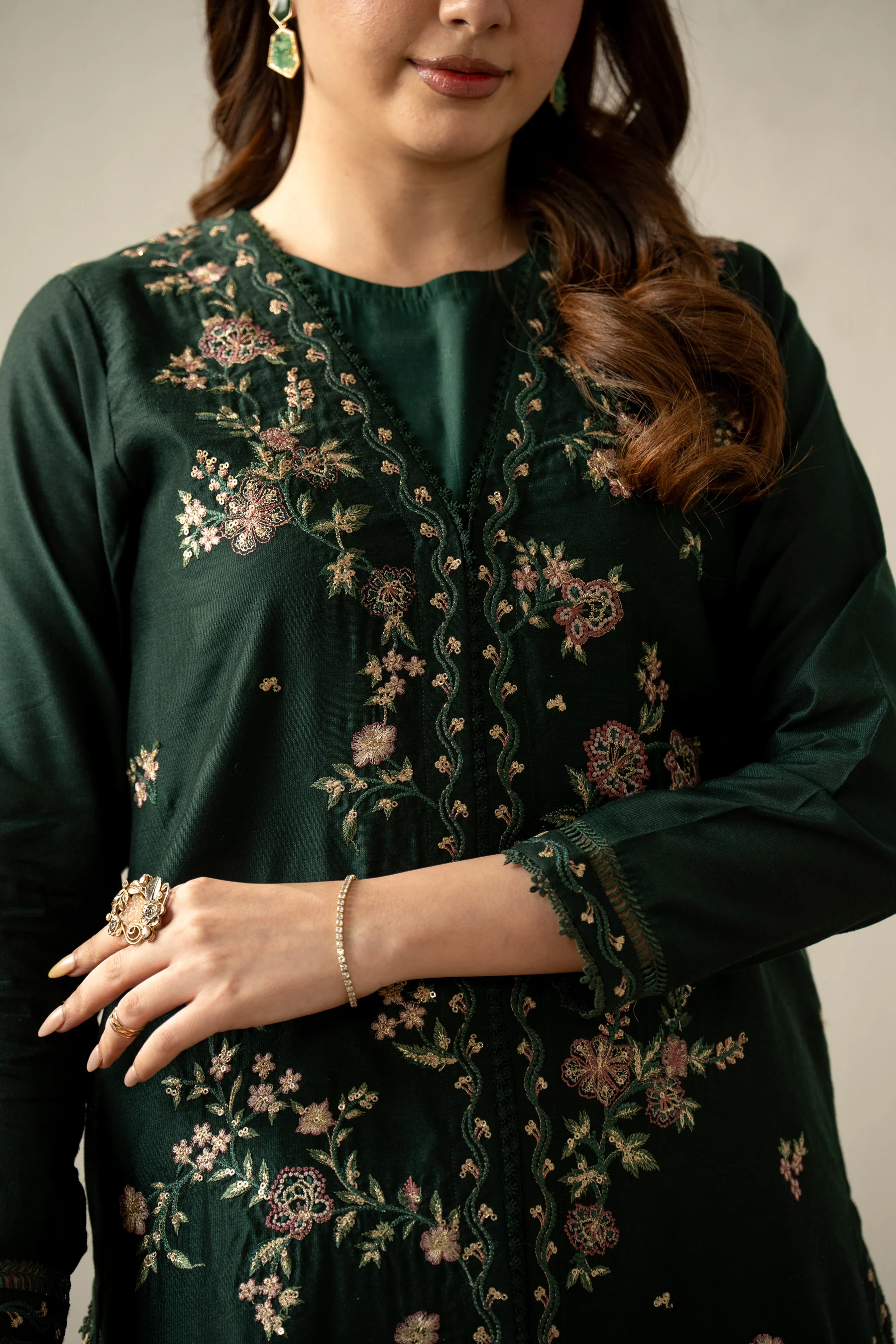 EMBROIDERED COTTON NET STITCHED 2 PIECE SUIT - Image 6