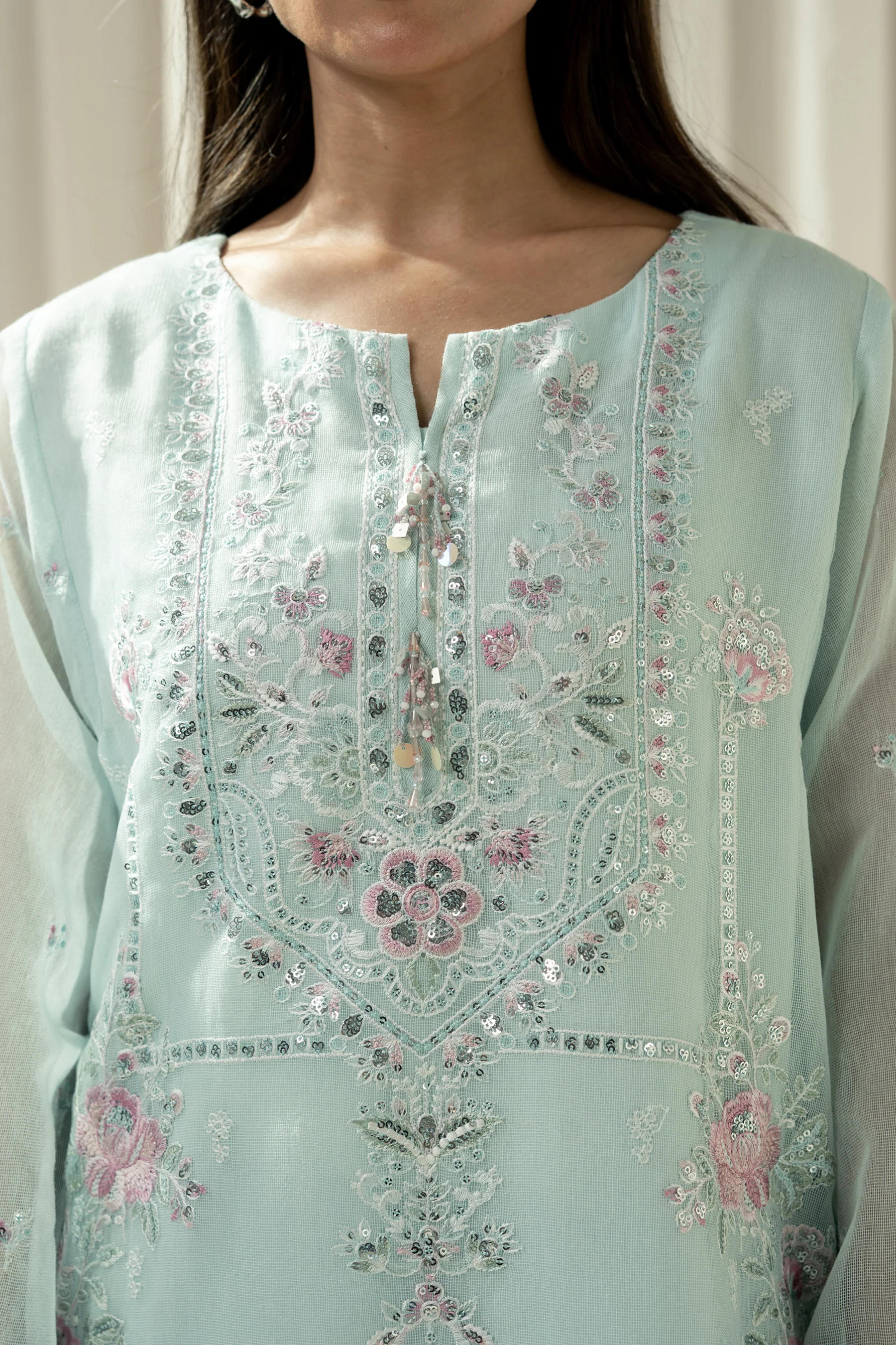 EMBROIDERED COTTON NET STITCHED 3 PIECE SUIT - Image 2